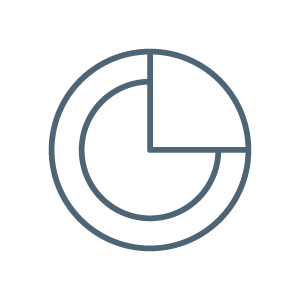 Icon showing a circle pie chart with four segments, some with dividing lines.