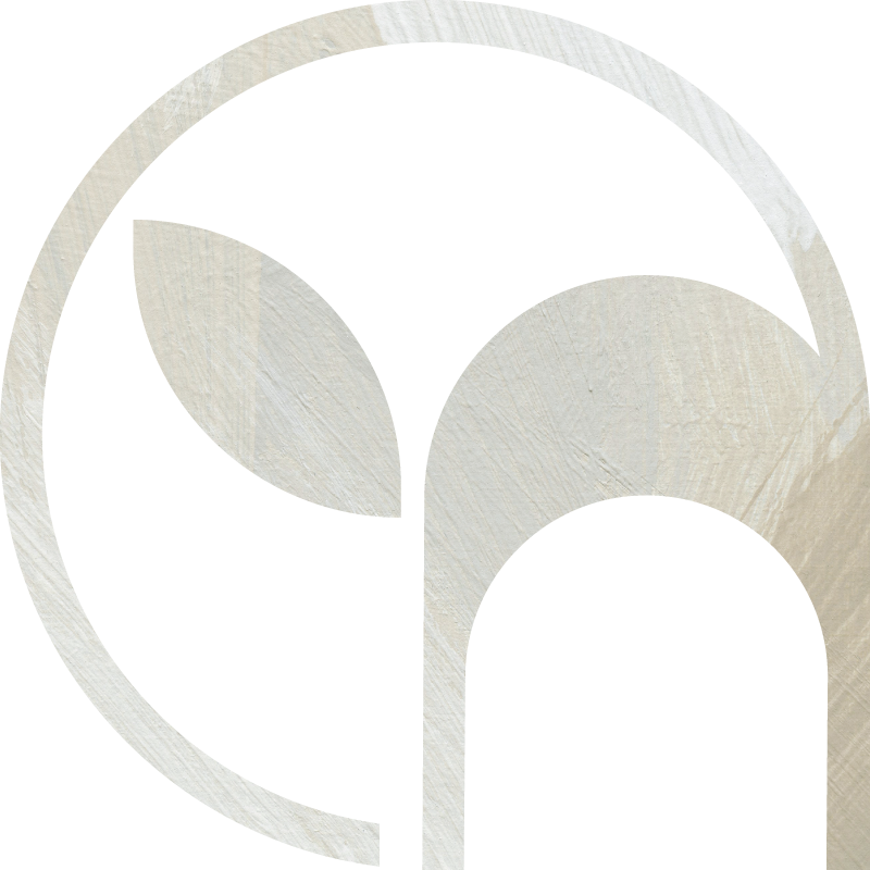 An abstract graphic with a white textured background and a large, stylized letter 'G' in the center.