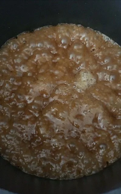 Toffee when it has reached the desired temperature of 300F