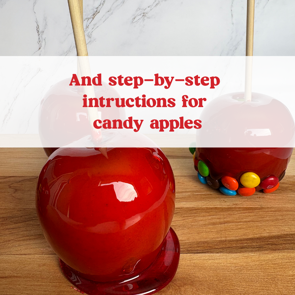 Includes how to make candy apples with step by step instructions including pictures.