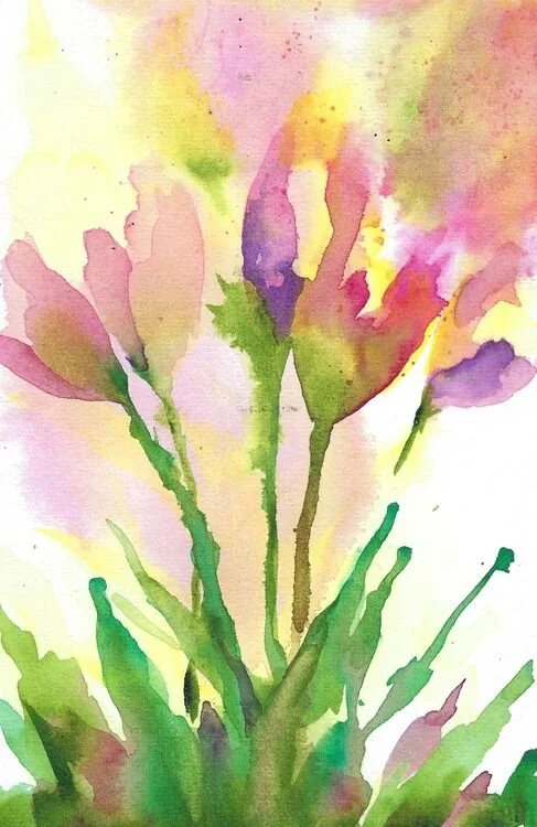 Tulips. Watercolor on Paper. 6x8 - Sold