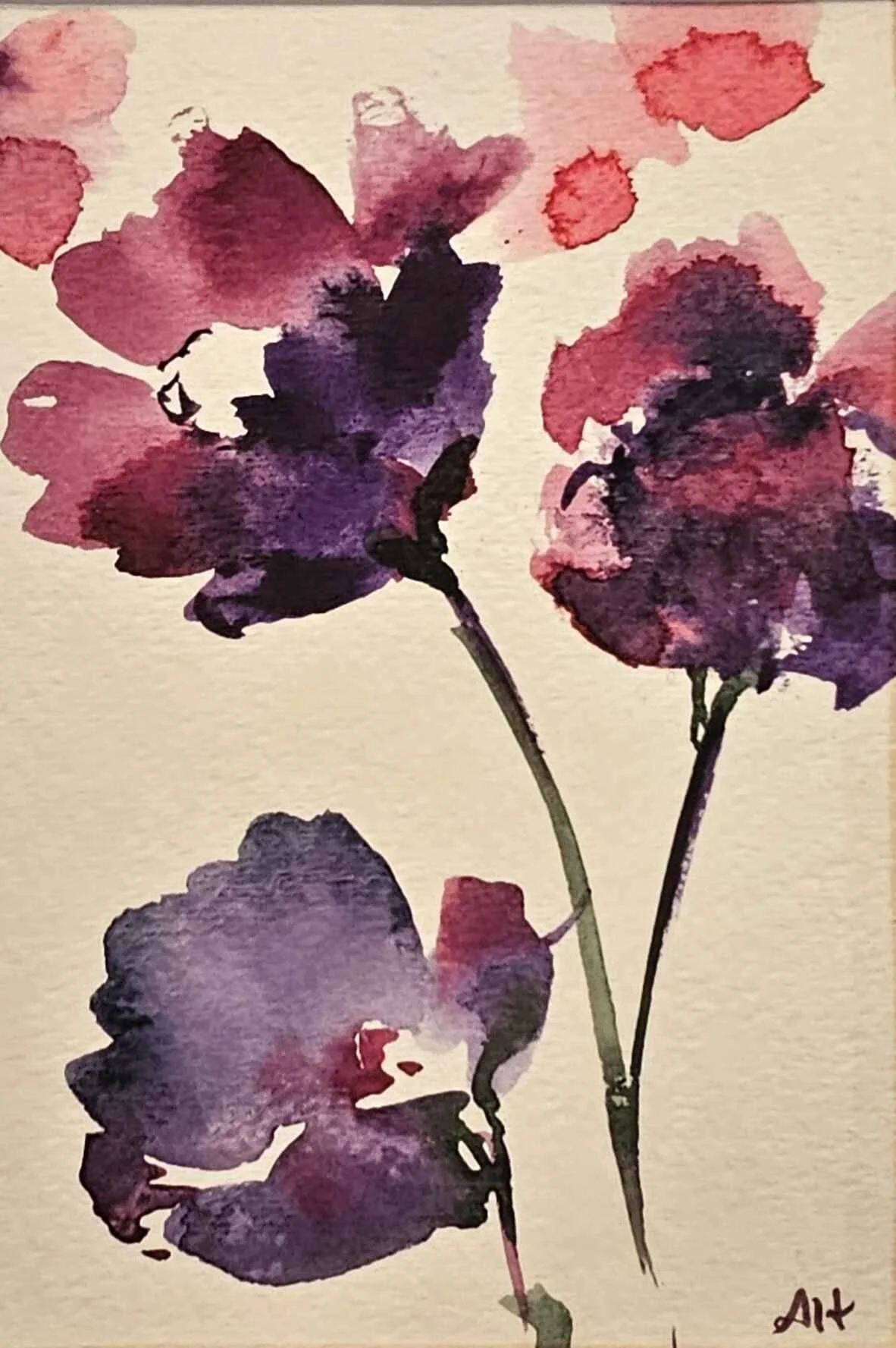 Poppies. Watercolor on Paper. 5x7