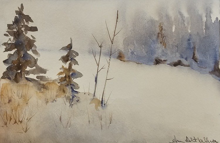Winter's Reprieve. Watercolor on Paper. 10x8 - Sold