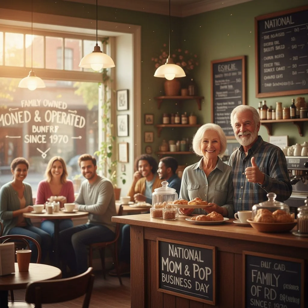 Happy National Mom and Pop Business Owners Day! 🏠✨ Did you know small businesses employ nearly 60 million people and create about 70% of new jobs in the U.S.? Today is all about celebrating the hustle and heart of family-owned shops. 🛒 Shop local t