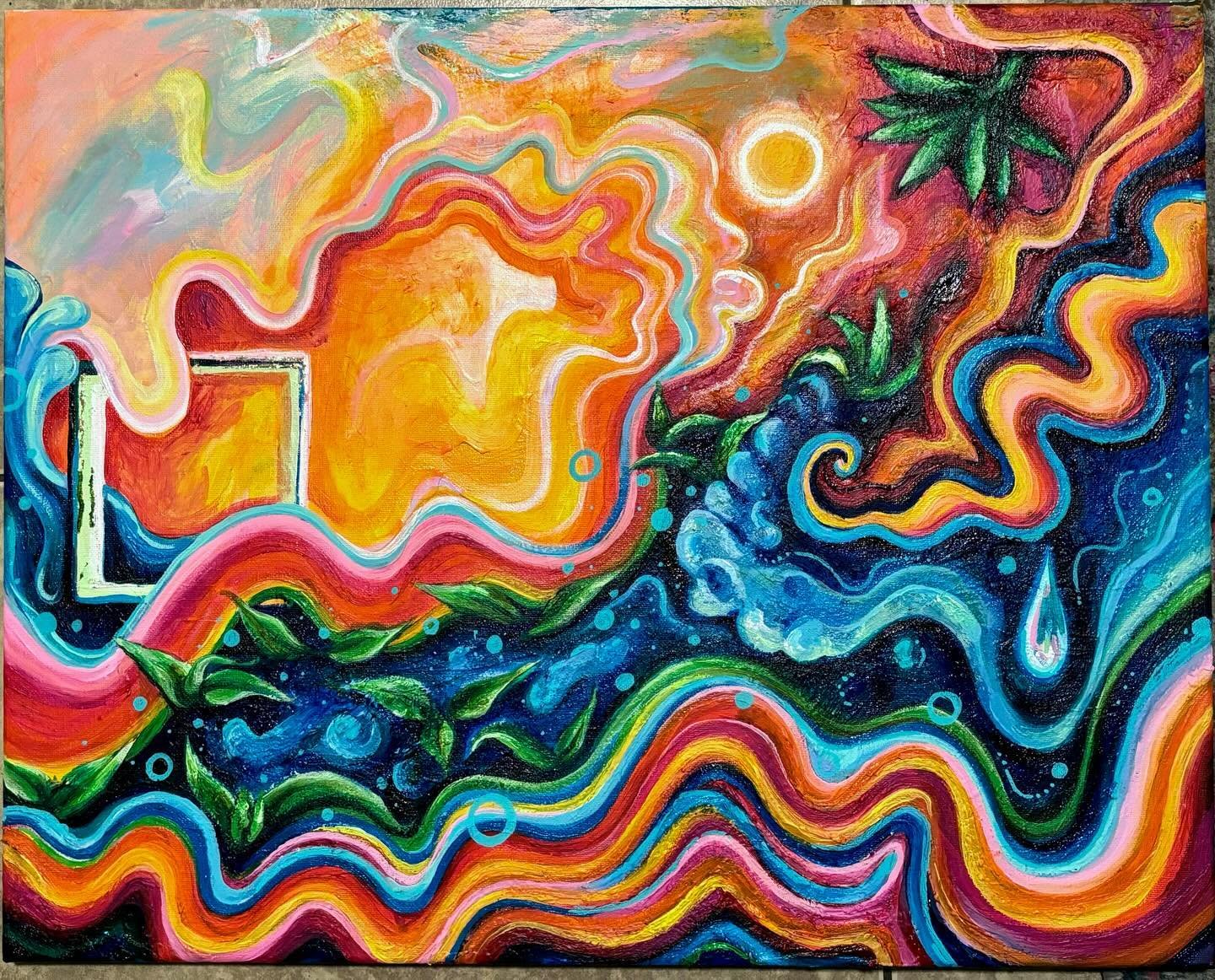 Push/pull 〰️💠〰️💠〰️💠 something colorful and gooey, a mindscape ocean, a candy landscape, pattern &amp; movement, staccato rain &amp; legato lines (plus some yum texture) [sold]