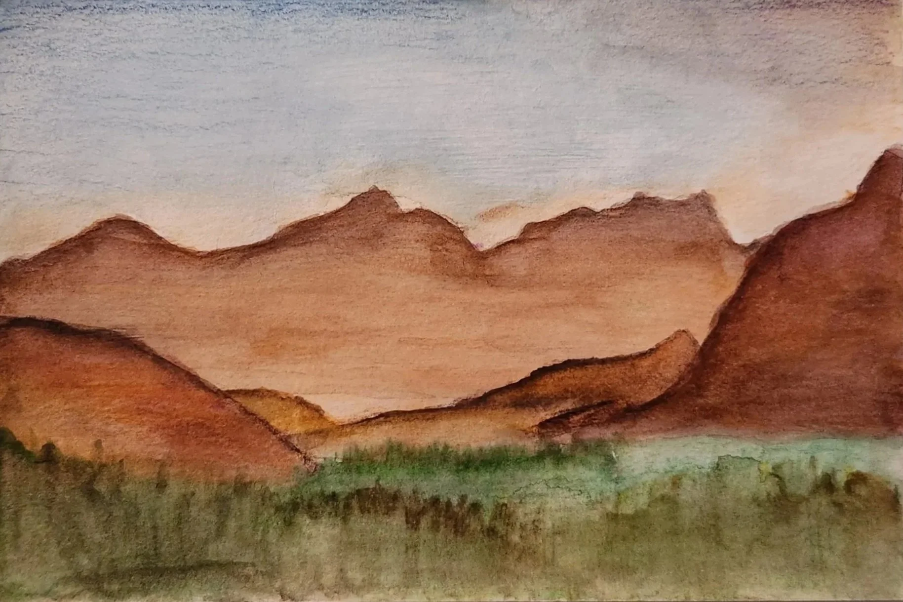 Water Color Pencil Drawing On A Paper