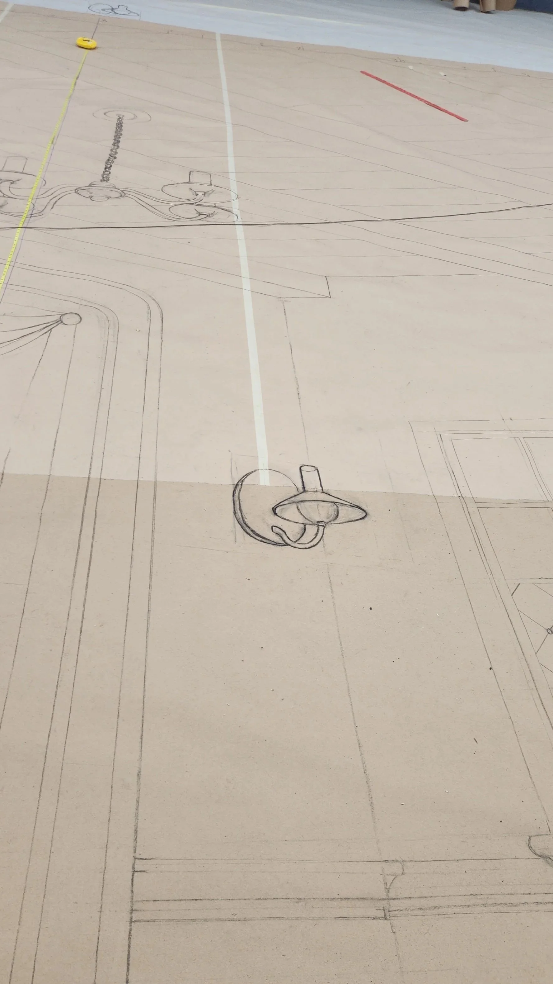 Hasting Pudding 177:Salooney Tunes Free Handed Sconce Light In Perspective Drawing 