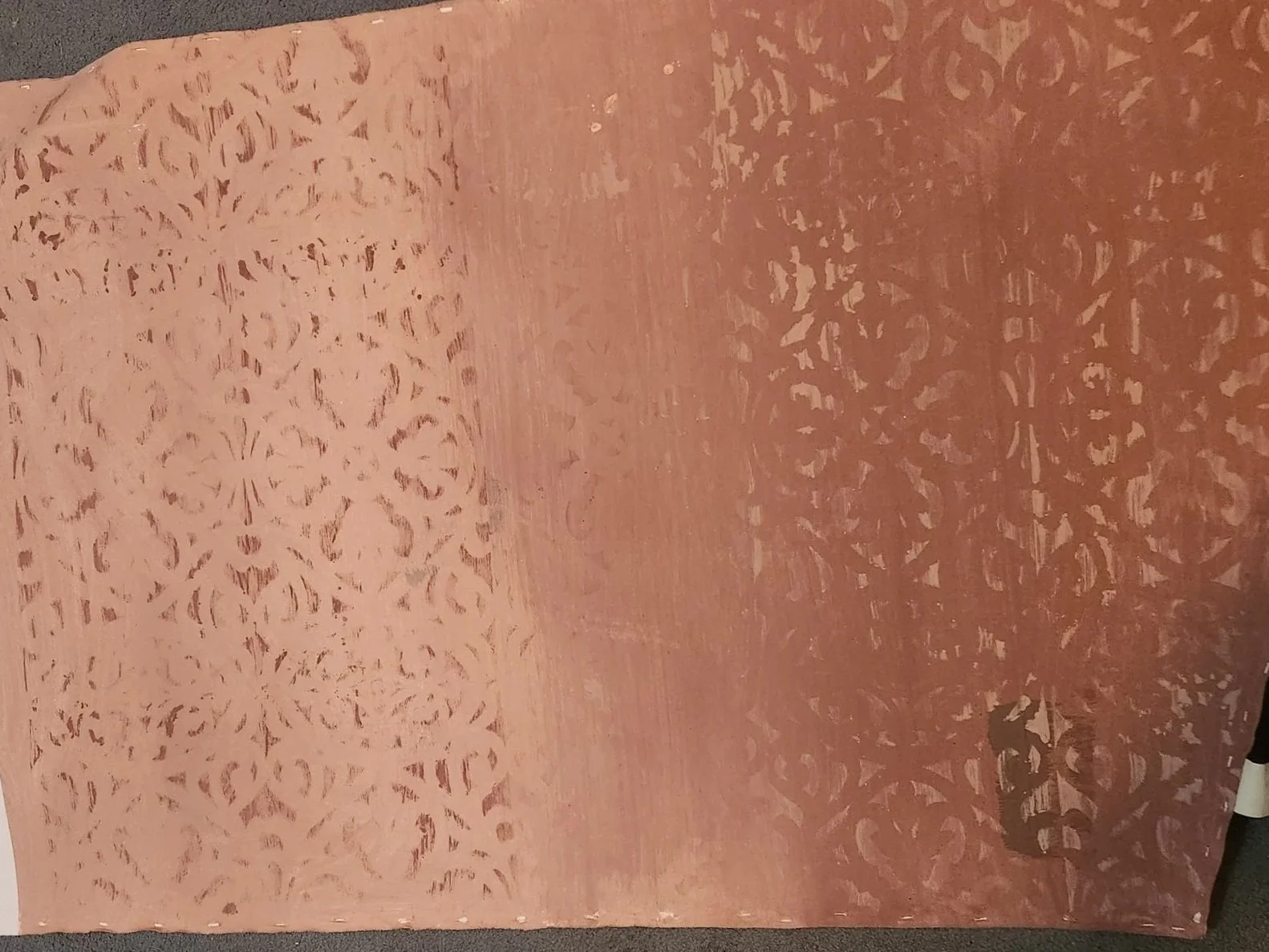 Class Work Demask Stencil On Painted 4'x5' Muslin