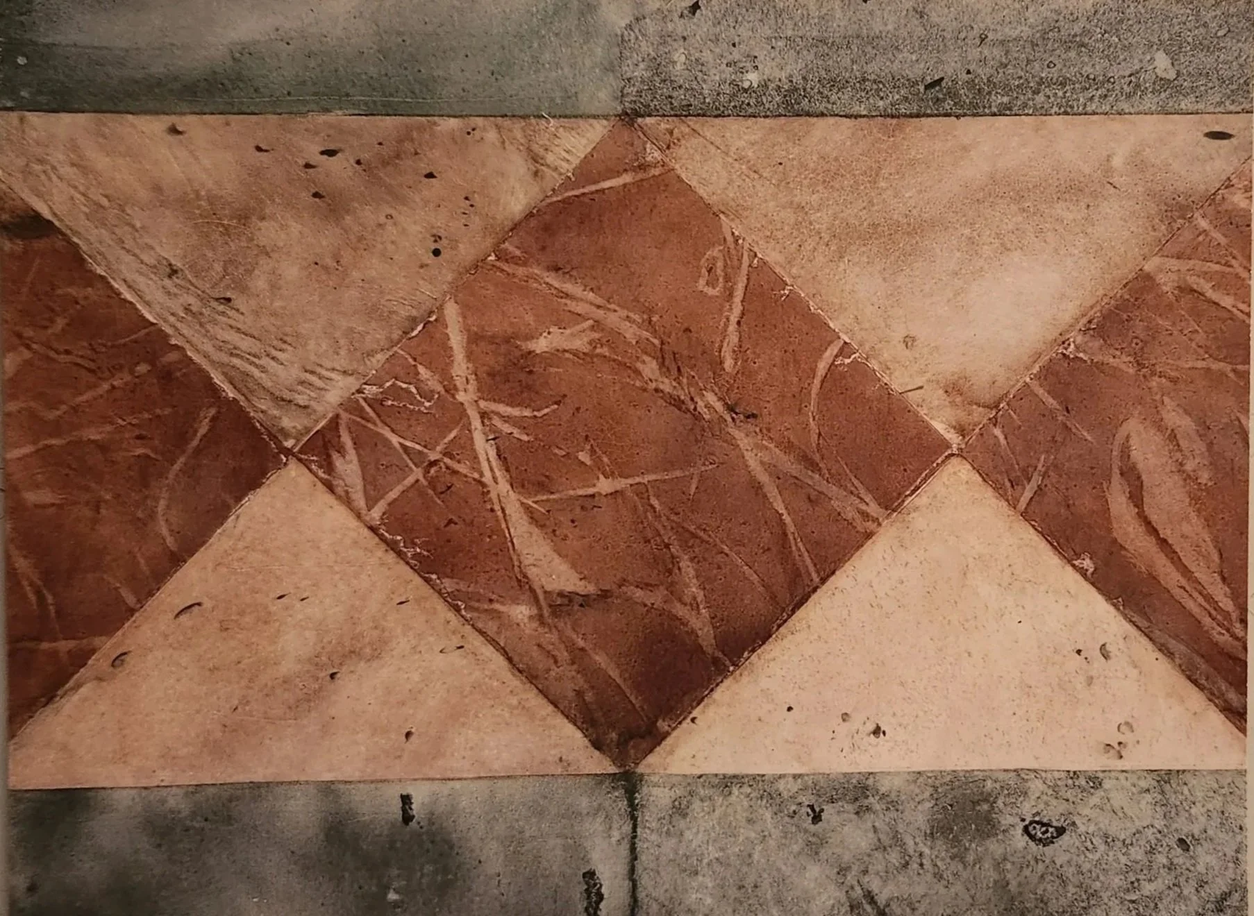 Class Work Faux Inlay Marble 8"x12" With A Beer Glaze And Dry Pigment