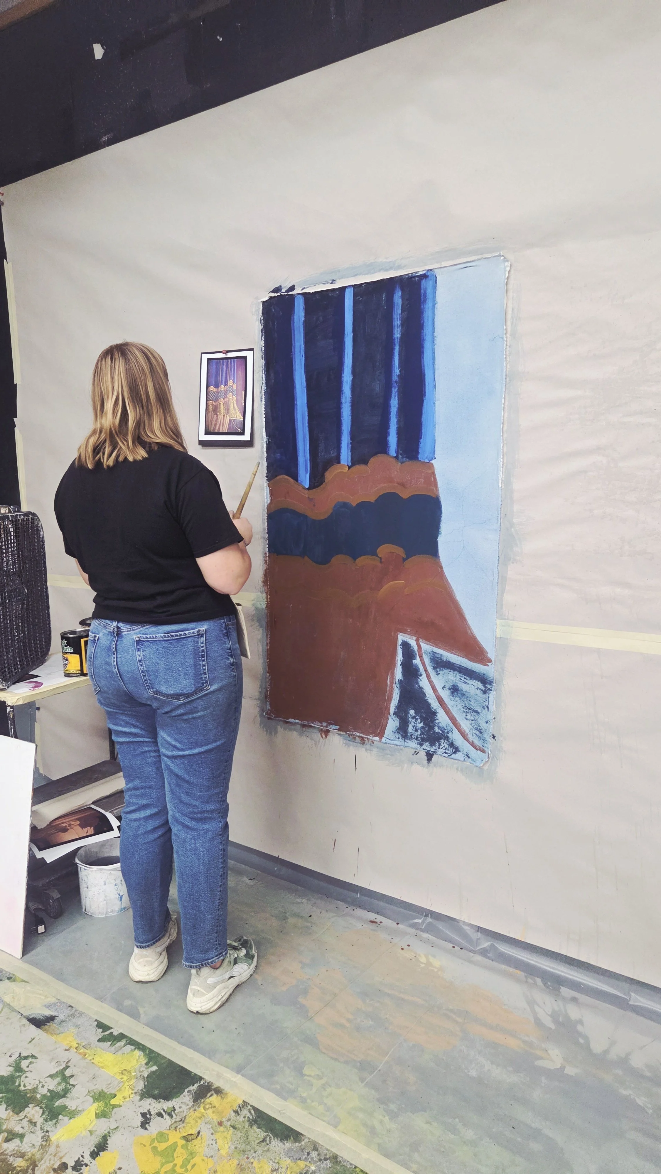 Class Work Using Dry Pigments And The Historical Scene Painting Technique 2'x4' Painted Muslin