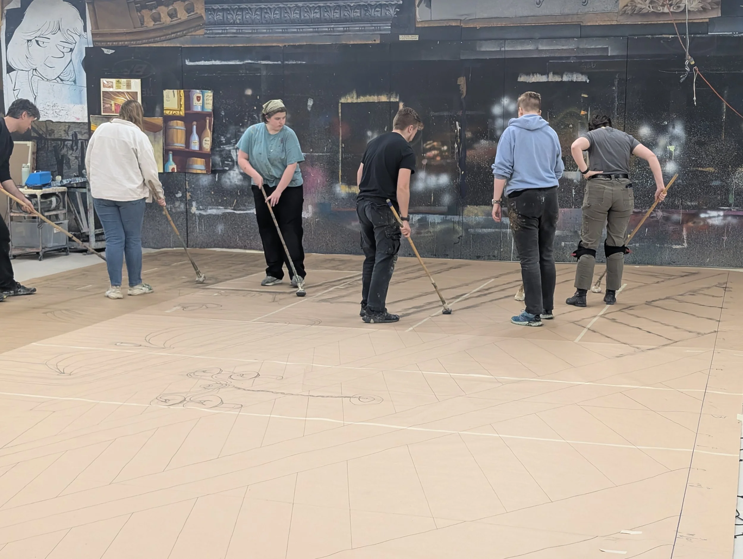 Hasting Pudding 177:Salooney Tunes Pouncing Perforated Perspective Drawing On To 18'x36' Sized Muslin 