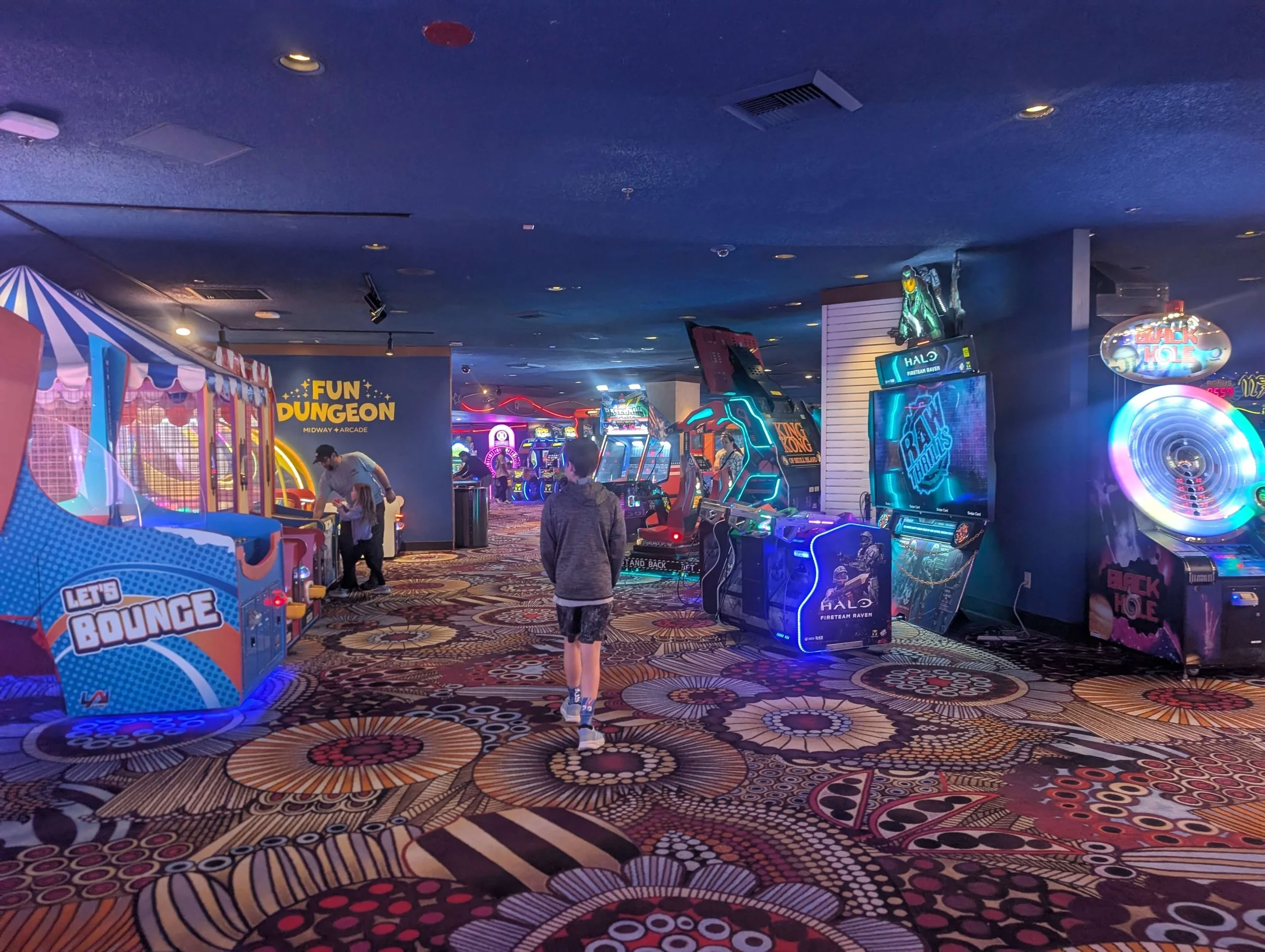 Video games and carnival-style attractions at Fun Dungeon arcade inside Excalibur Las Vegas