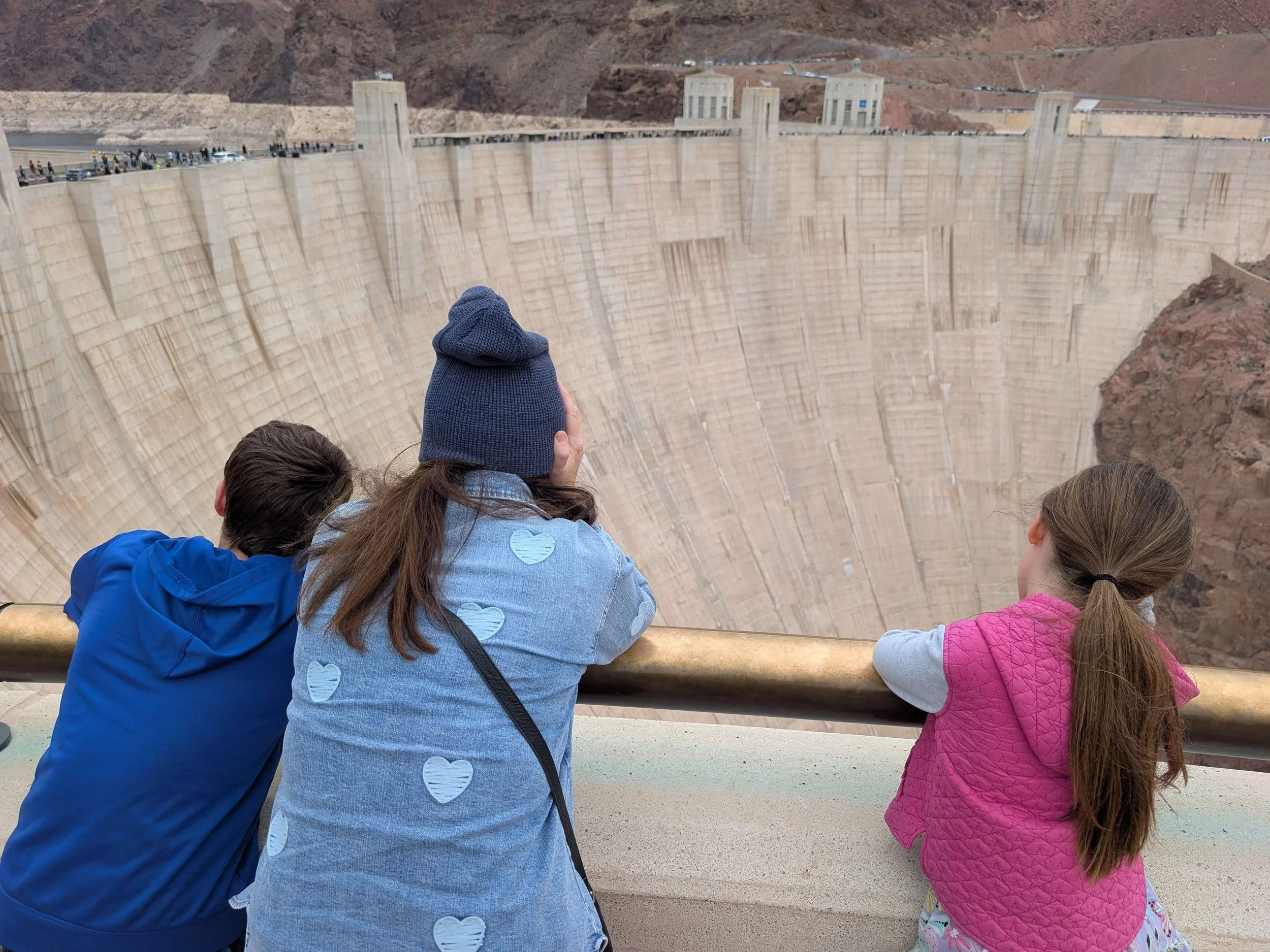 Massive concrete Hoover Dam spanning the Colorado River near Las Vegas