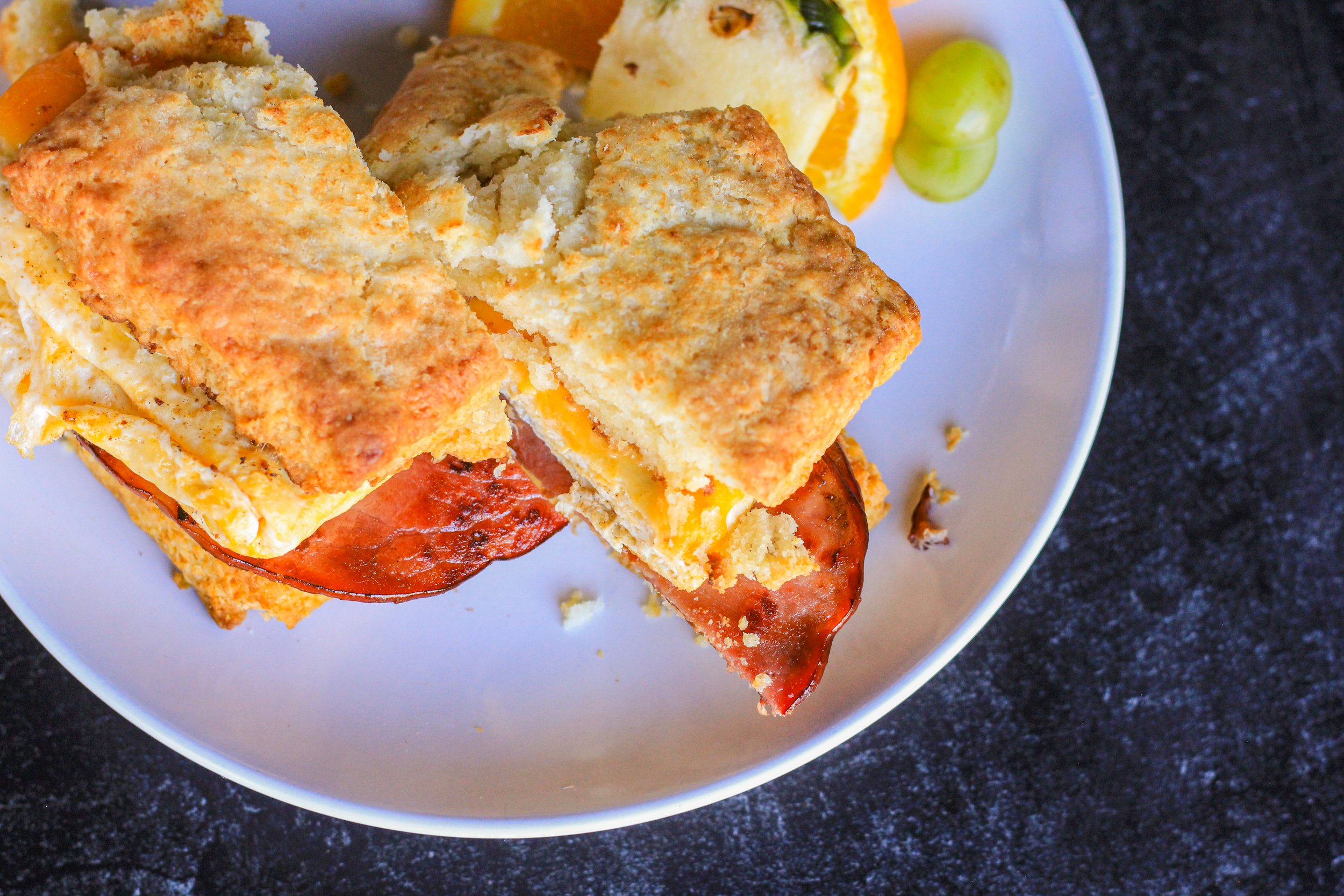 Bacon, egg, and cheese biscuit or ham, egg, and cheese biscuits are made fresh at Coastal Coffee Roasters cafe in summerville