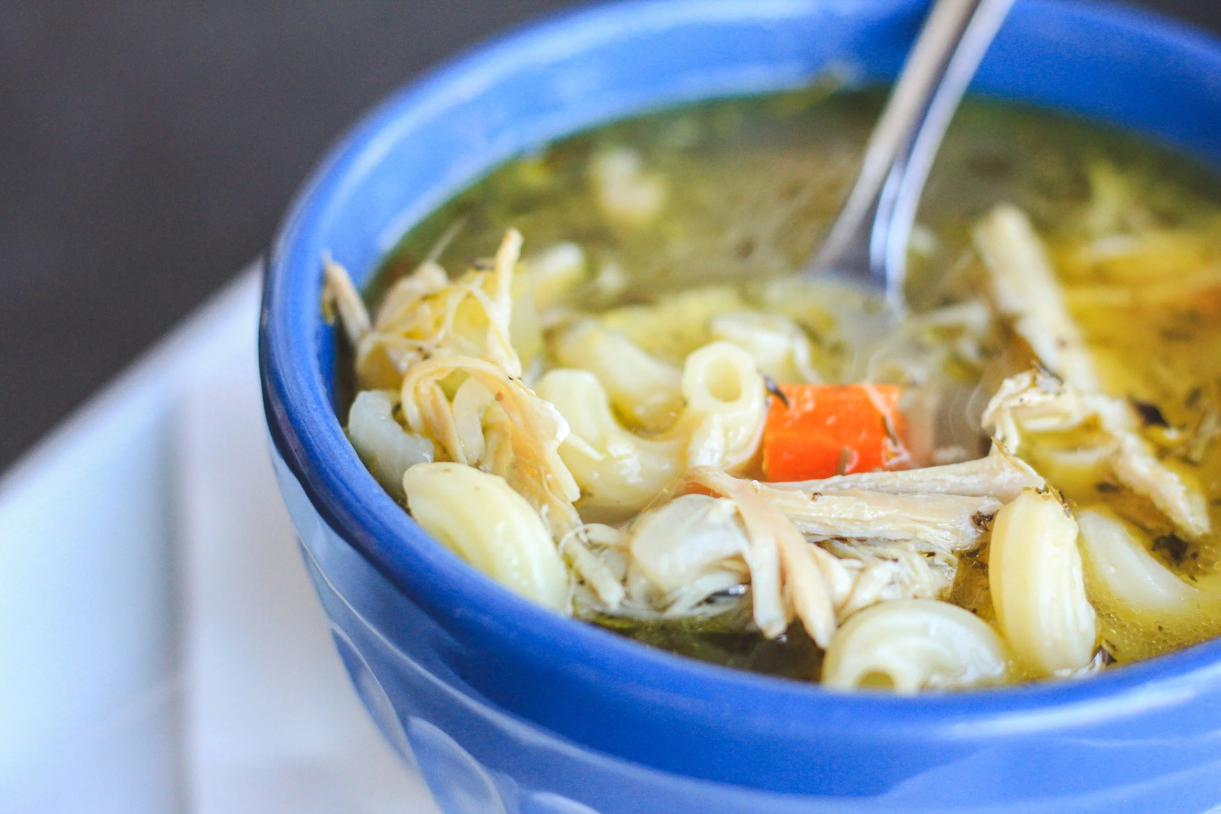 Home made Chicken Noodle Soup made with local chickens at Coastal Coffee Roasters specialty kitchen in Summerville SC