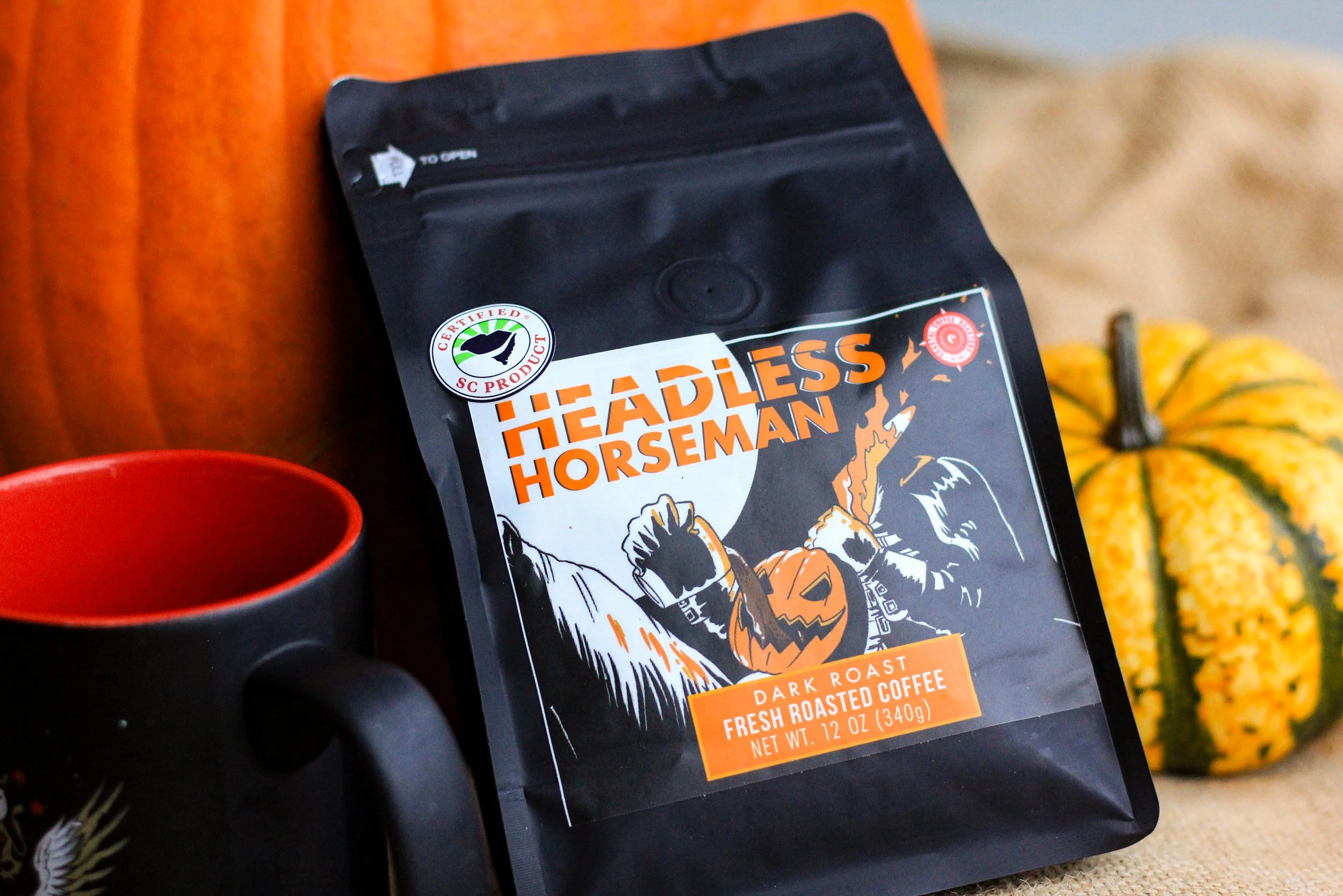 Coastal Coffee Roasters seasonal dark roast blend called Headless Horseman is roasted in summerville sc and is the best coffee near you.