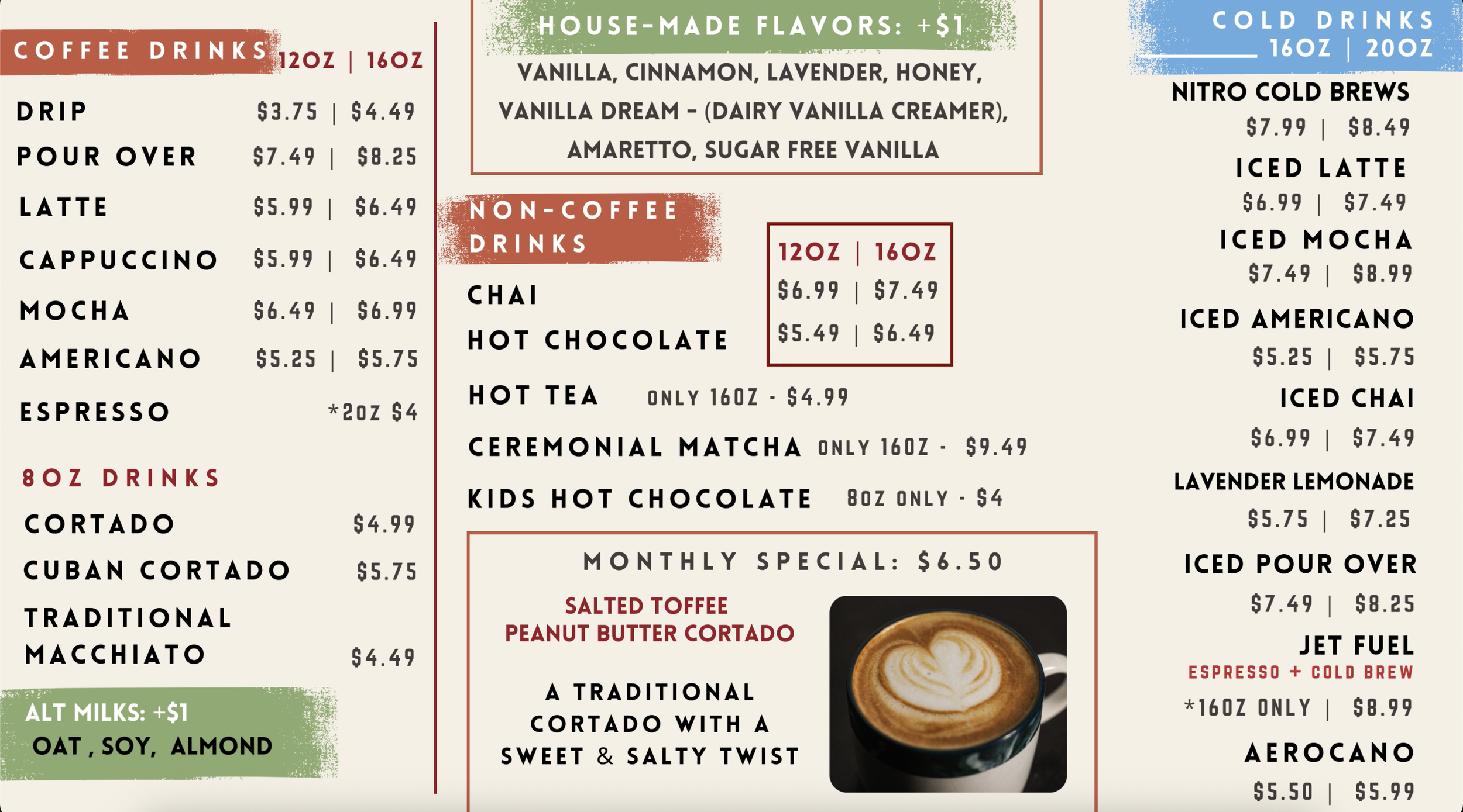 Coastal Coffee Roasters coffee menu in summerville south Carolina cafe near you