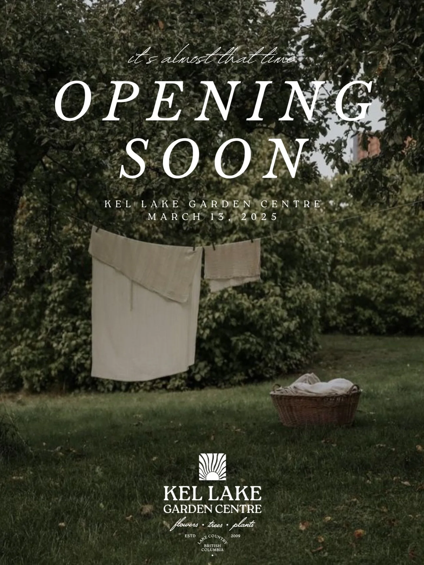 Kel Lake Garden Centre
March 13, 2025

The gates open and a new season begins. We can&rsquo;t wait to welcome you back to the farm, wander the rows together, and kick off another year of growing in Lake Country. Spring starts here.

#kelakegardencent