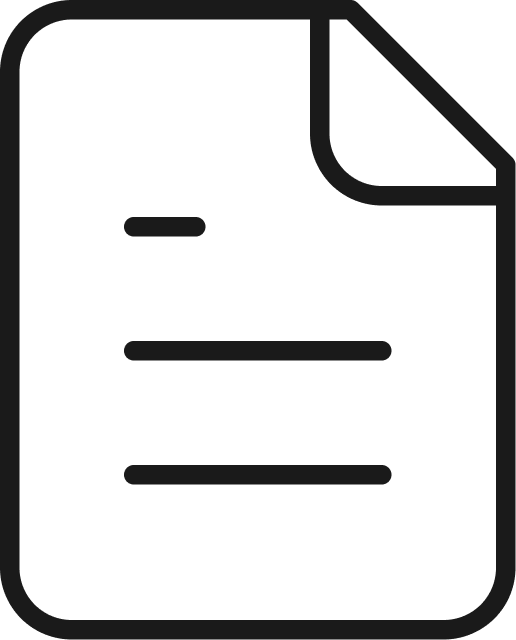 Outline of a piece of paper with a folded corner and horizontal lines, symbolizing a document or report.