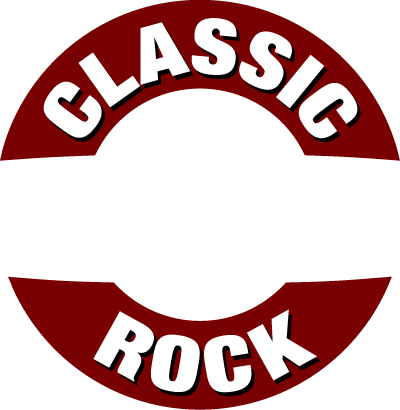 Logo for Classic Rock 98.1 FM radio station with a circular design, red, black, and white colors.