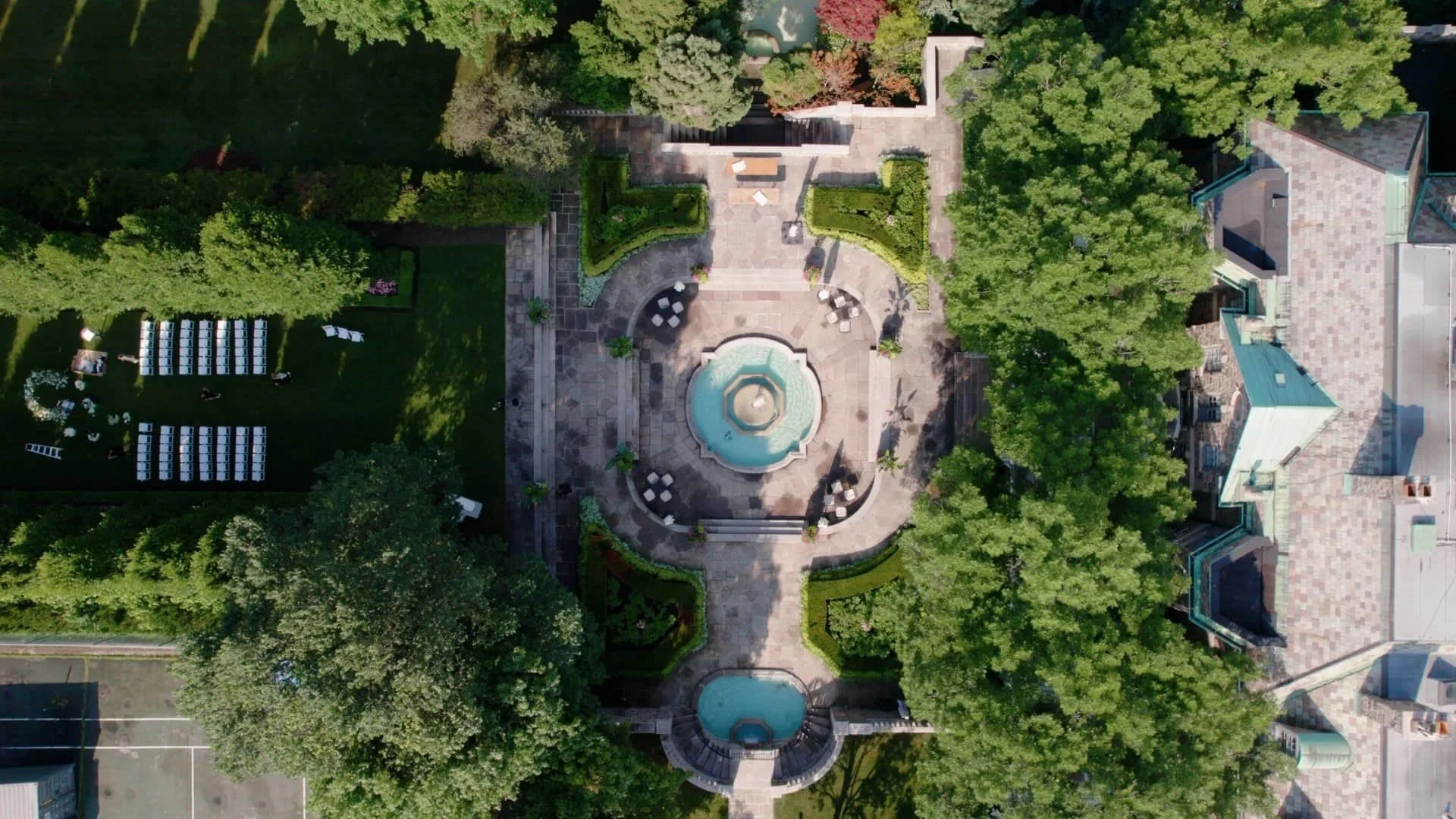 aerial drone shot of Graydon Hall Manor