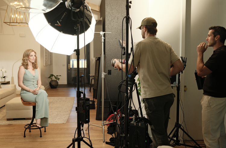 Whitney on set filming