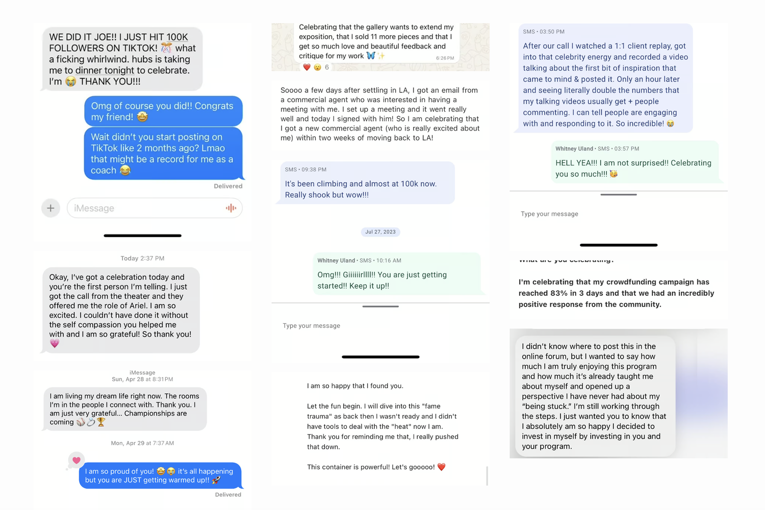 Client wins and messages from Self-Made Celebrity members