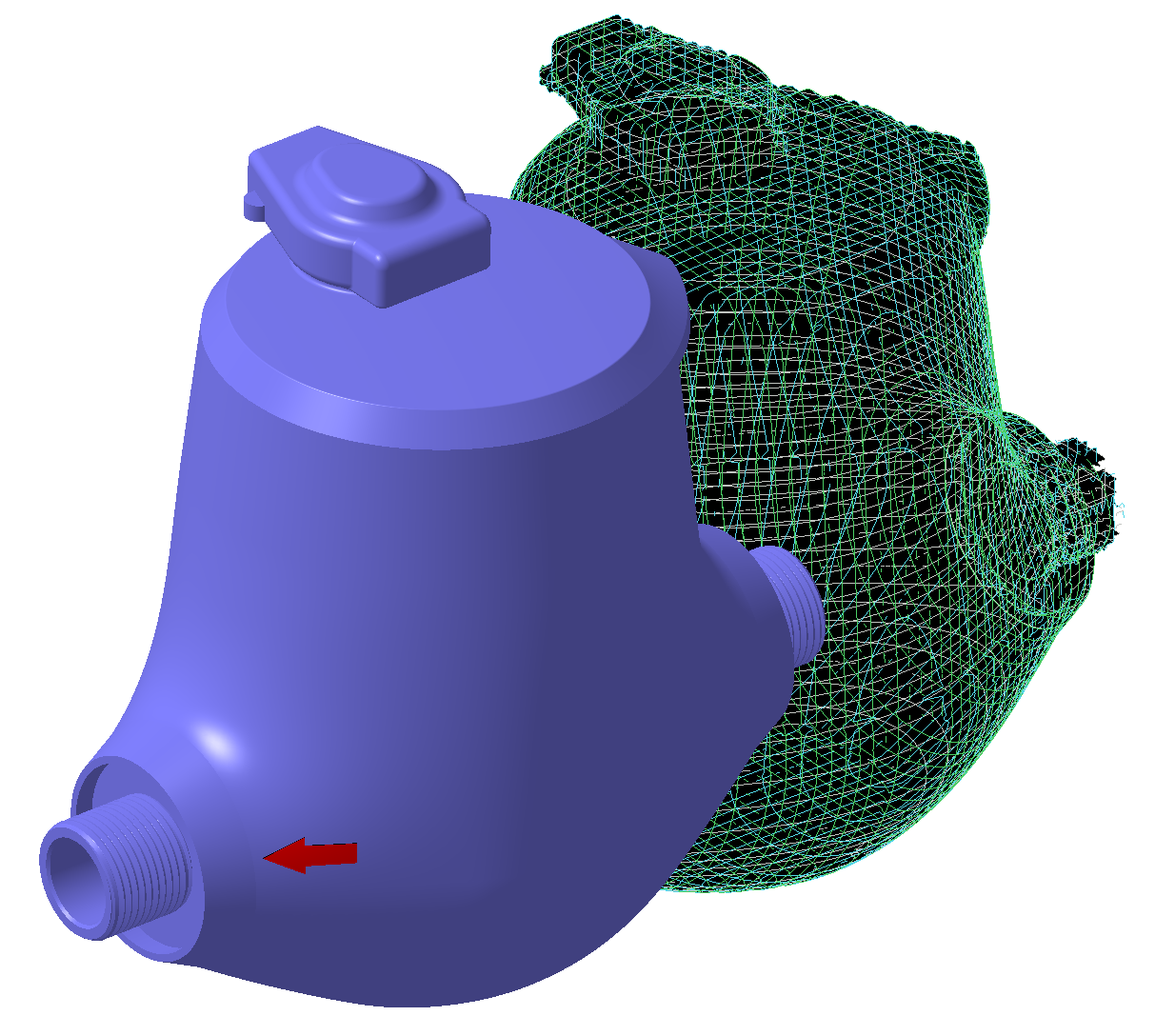 3D reverse engineered model from scanned point cloud source data.