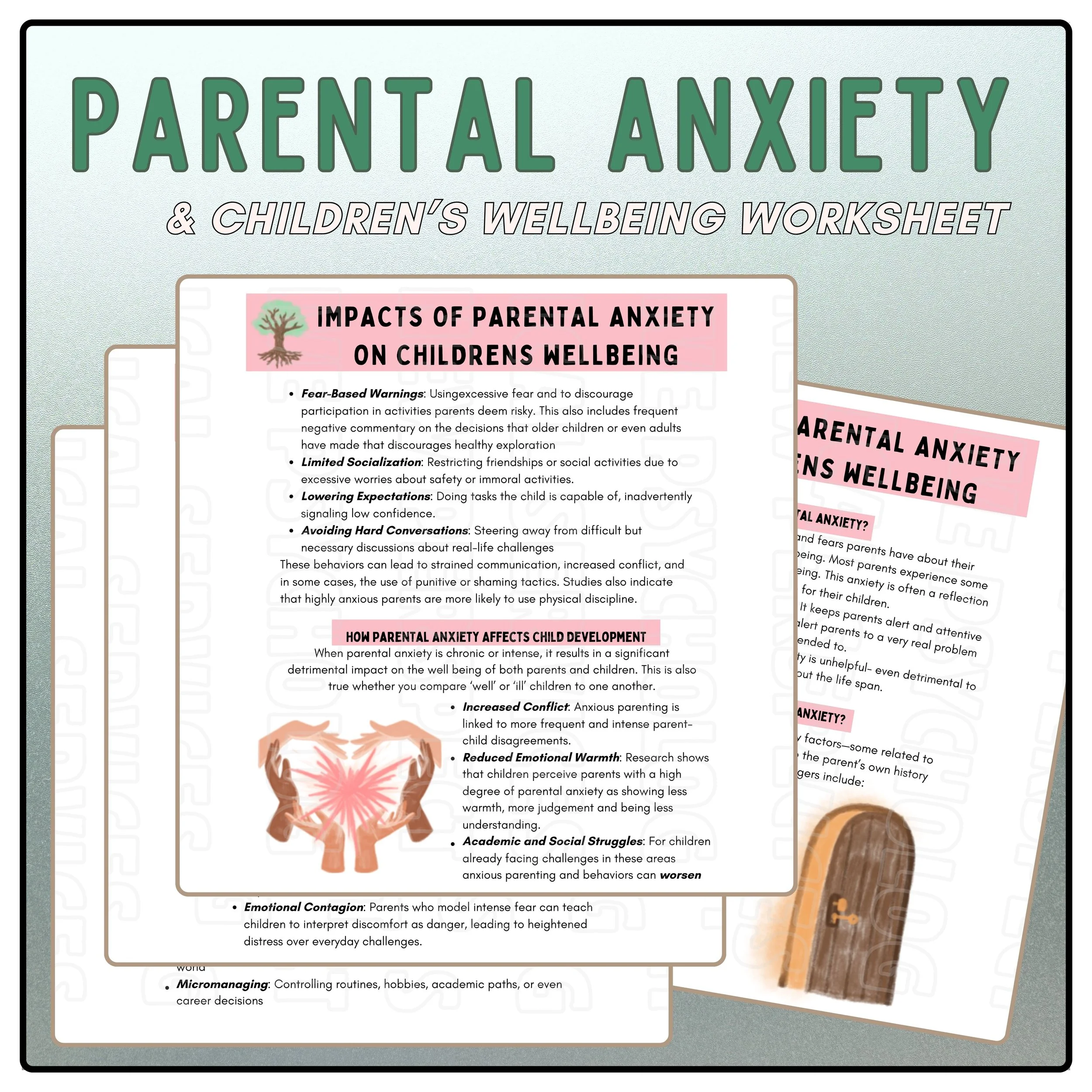  
   PARENTAL ANXIETY:  Understanding Anxious Patterns in Daily Life as a Parent  
   Digital Download   
4 page PDF  
 $5.00   
 
Understand how parental anxiety and behaviors that stem from it can have an impact on children's emotional development 