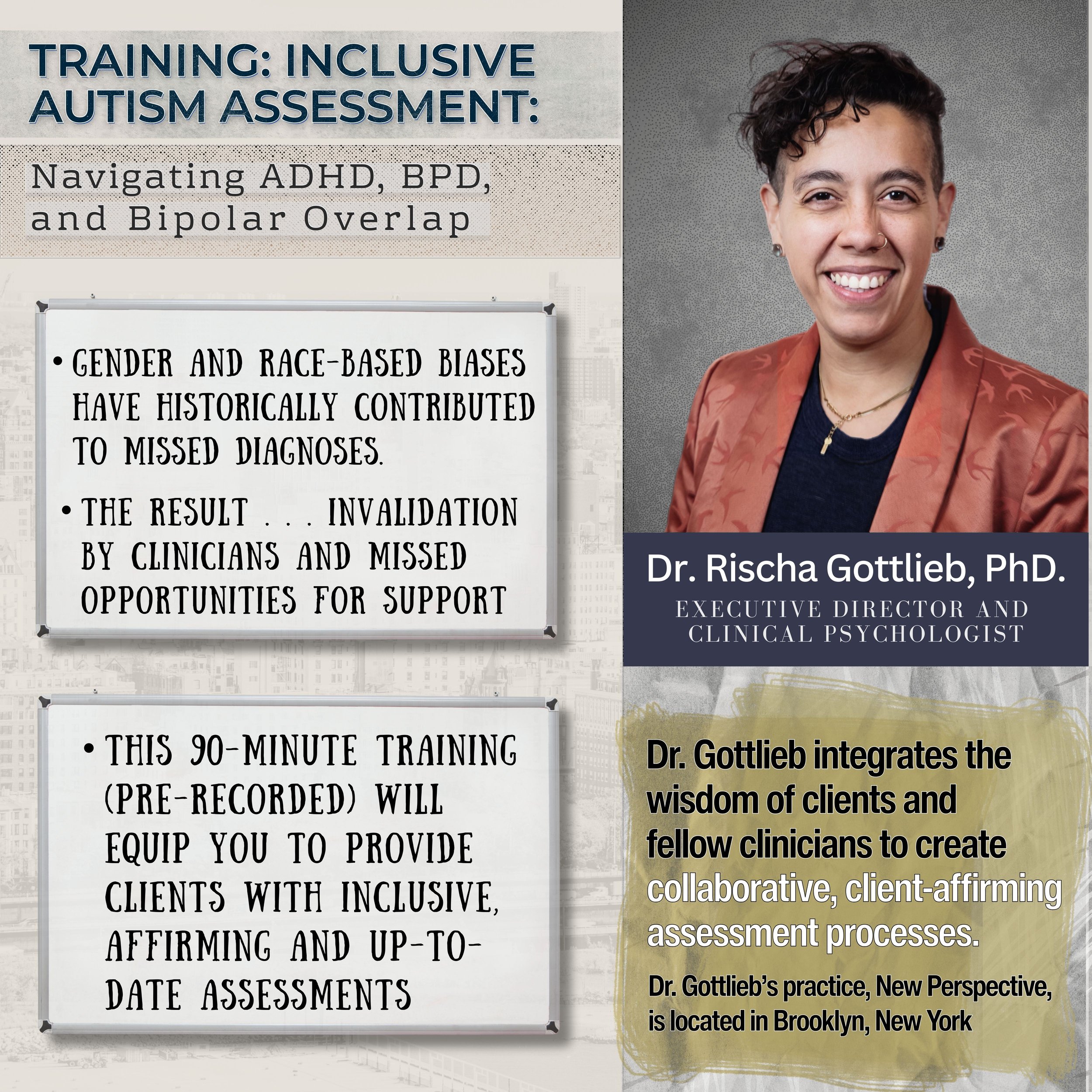  
  
 
TRAINING: INCLUSIVE AUTISM ASSESSMENT: NAVIGATING ADHD, BPD, AND BIPOLAR OVERLAP
 
xxxxxxxxxxxxxxxxxxxxxxxxxxxxxxx
 
  
 
  
 Digital Download   
90-minute video  
 $75.00    
This pre-recorded 90-minute training focuses on assessing Level 1 A