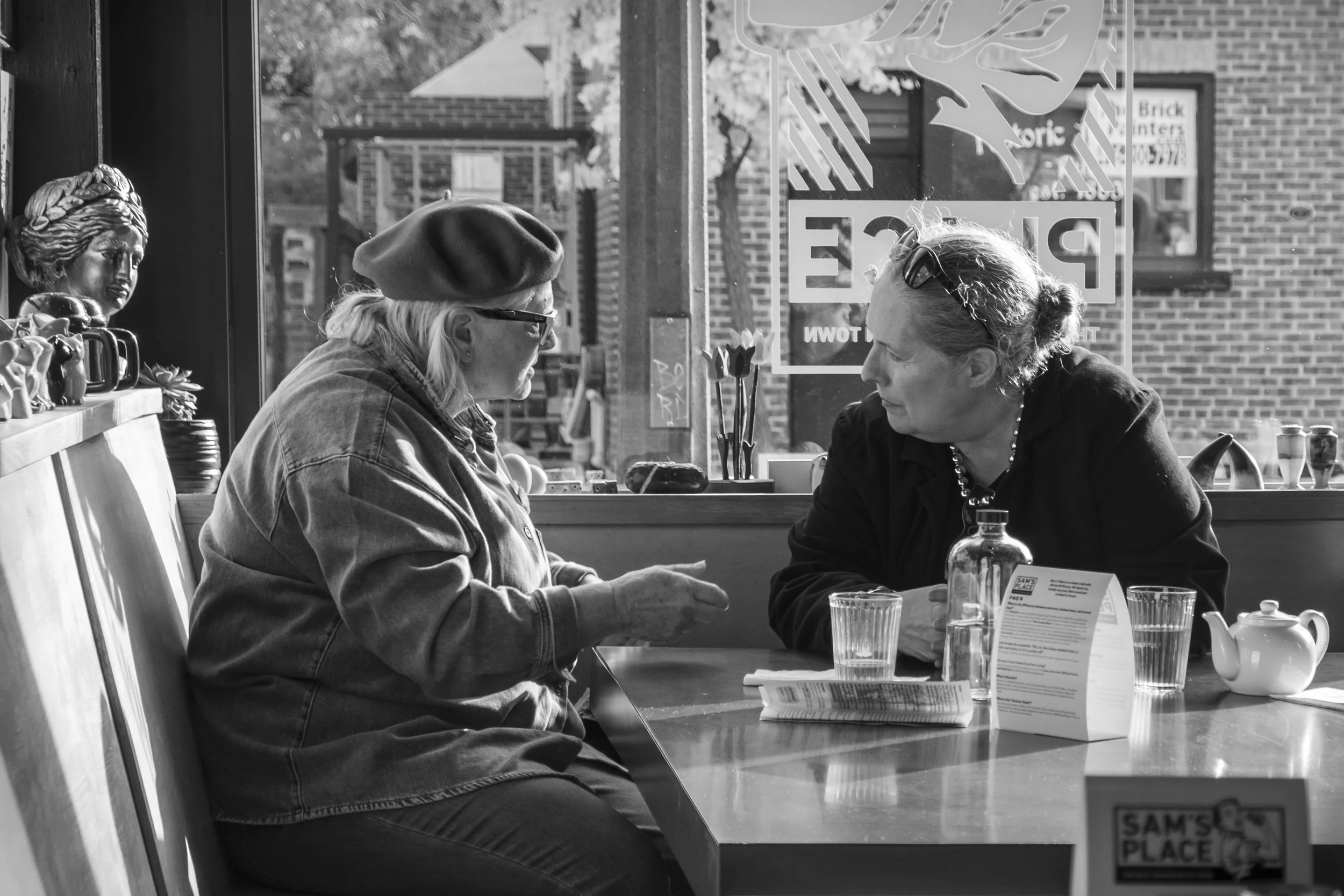Conversing, Sam's Place, Peterborough 2024