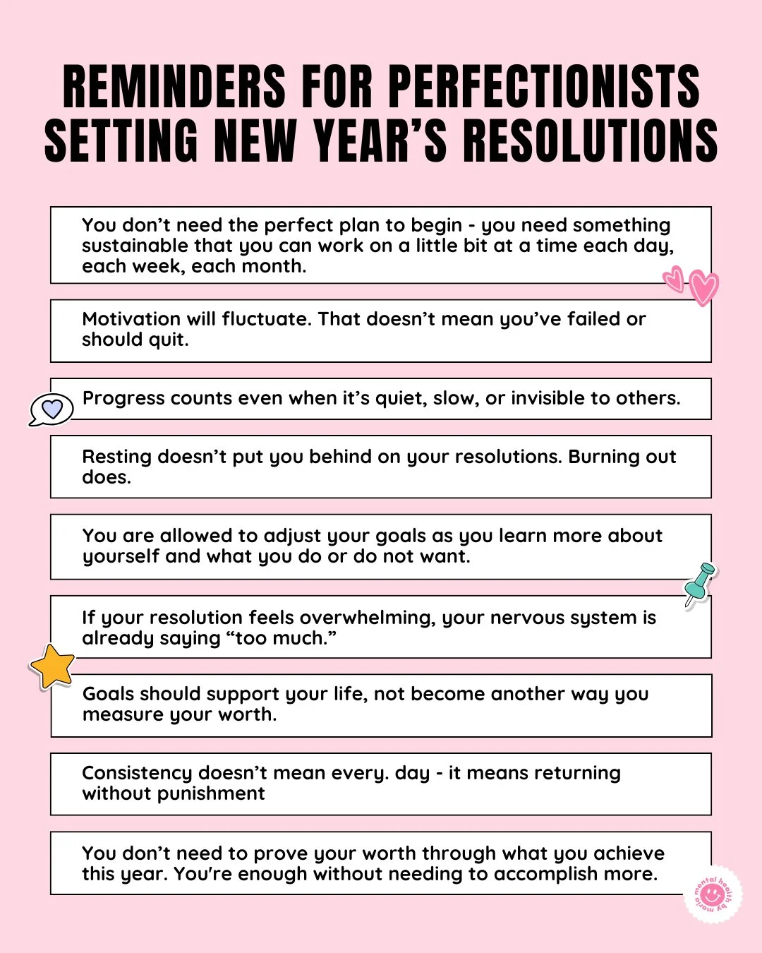 Progress over perfection 👏

If you&rsquo;re a recovering perfectionist setting new year&rsquo;s resolutions, remember this&hellip;

The goal is to set yourself up for sustainable progress and growth, not immediate and unattainable perfection!

Ready