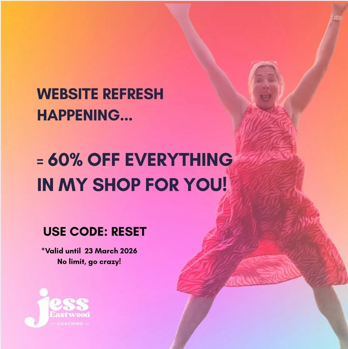 ✨ BIG ANNOUNCEMENT &ndash; 60% OFF EVERYTHING ✨

I&rsquo;m currently refreshing my website and doing a big tidy-up behind the scenes.

That means some of my e-books, guides, programs and resources may not be coming back in their current form&hellip; 