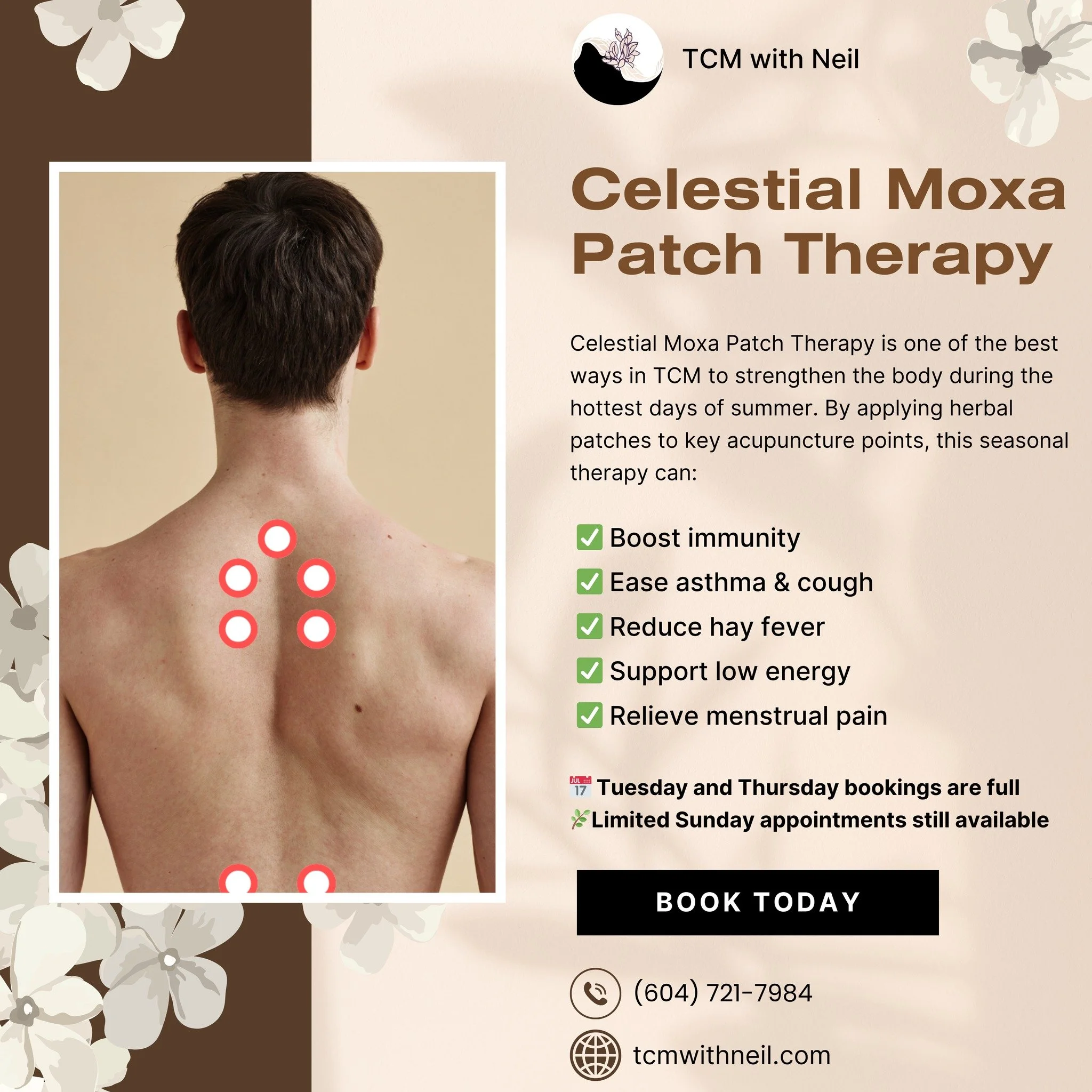 It's Summer Now! Time for your celestial moxa patch!

Summer is the best time to strengthen your body from the root. San Fu Patch Therapy uses warming herbal patches on key acupuncture points to support your health naturally.

✅ Boost immunity
✅ Ease