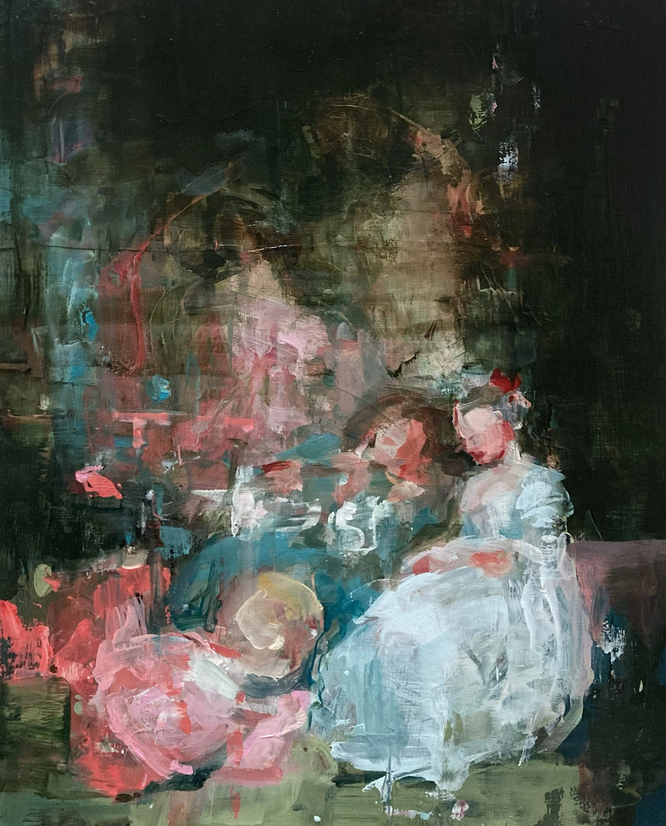 Ghosts of Watteau, 8' x 10", oil on wood