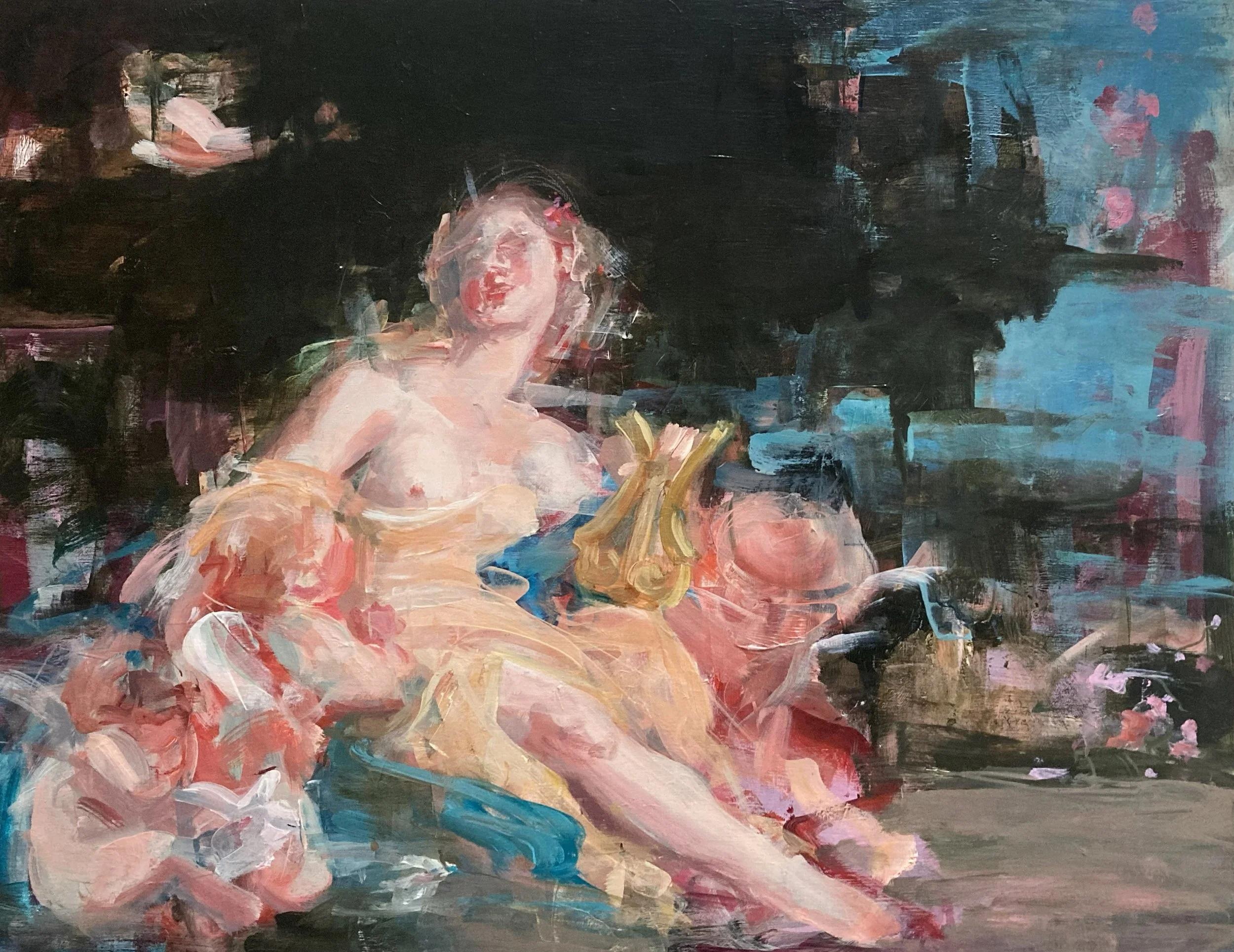 Allegories of Music, 14" x 18", oil on wood