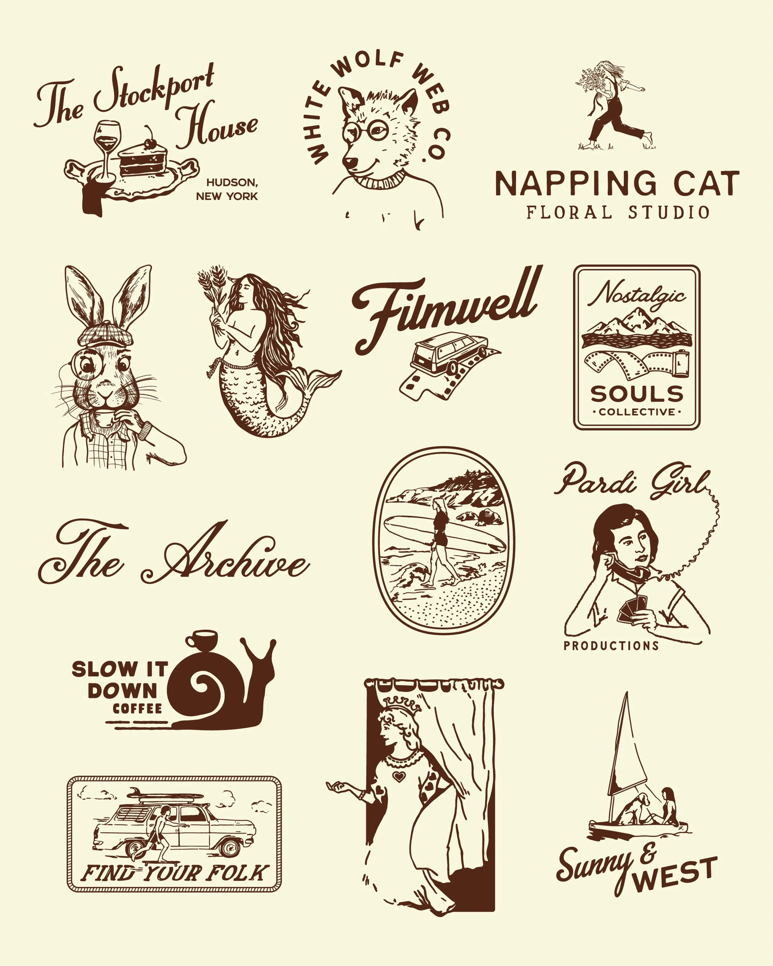 A few identities &amp; illustrations that feel lived in🤍 

#branddesign #illustration