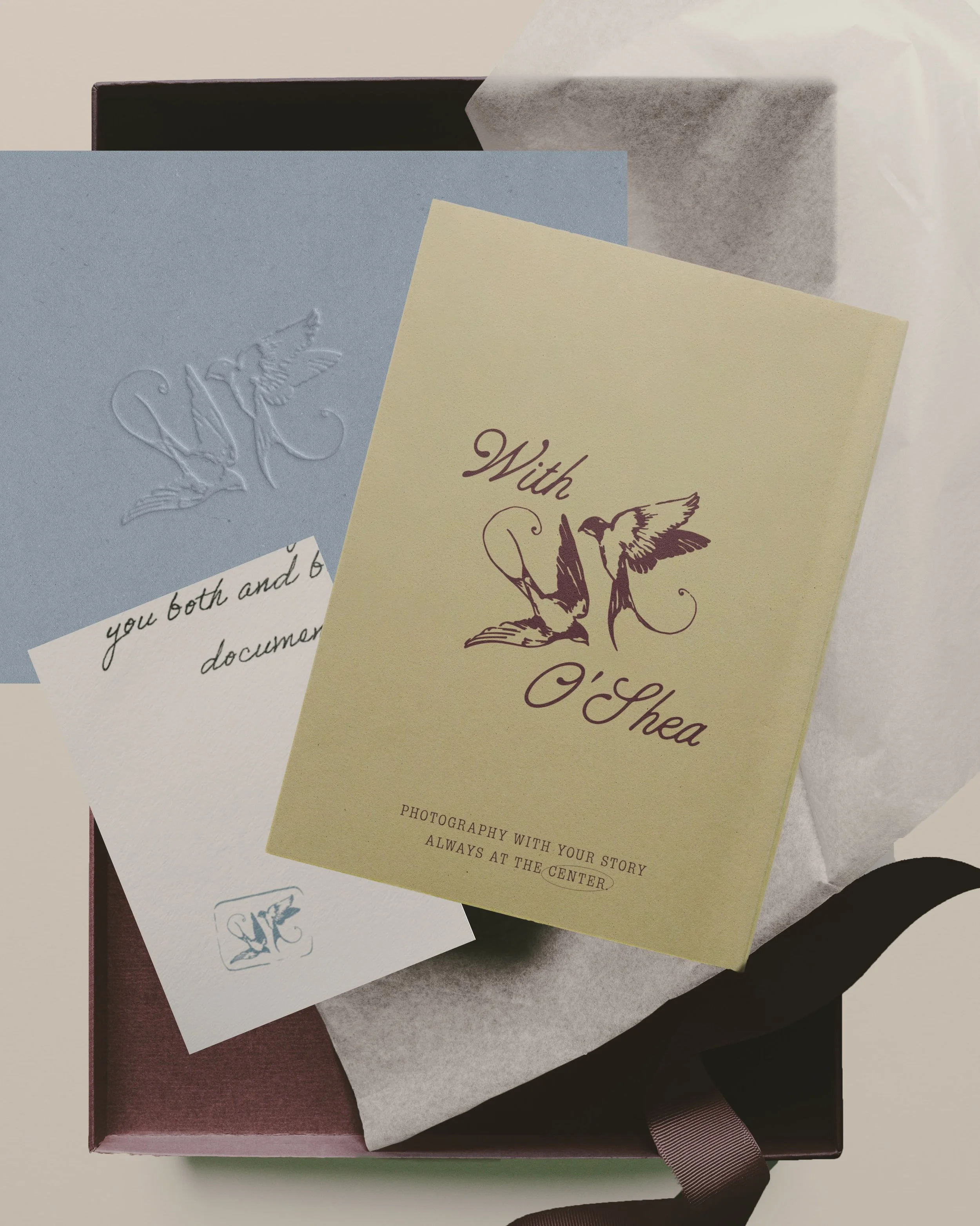 When we started brainstorming for Caitlin&rsquo;s new identity, we kept coming back to this mix of soft &amp; romantic with something a little moodier and more playful.

The swallows ended up being such a fitting symbol for that. Associated with love