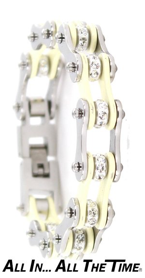 Womens Bracelet - $39.99 - #WJ-00195 Silver &amp; Yellow, clear crystals