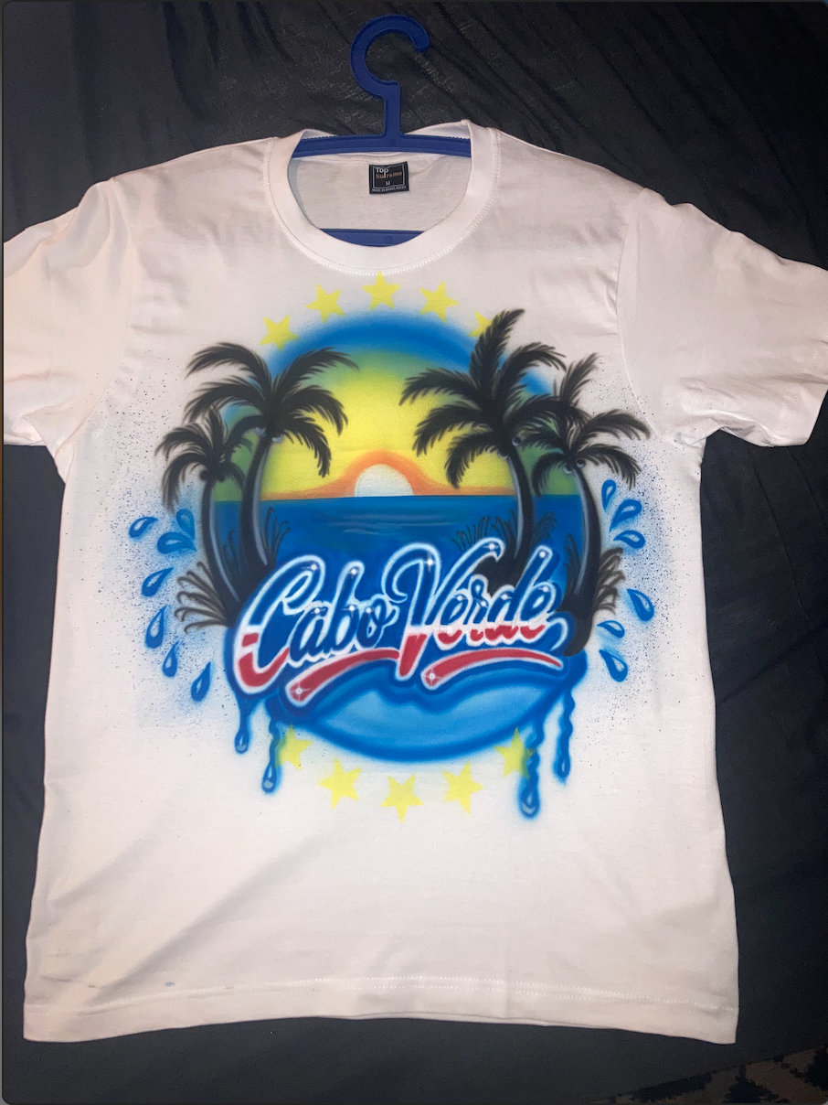 Cape Verde sunset scene + script bubble lettering ~ $75