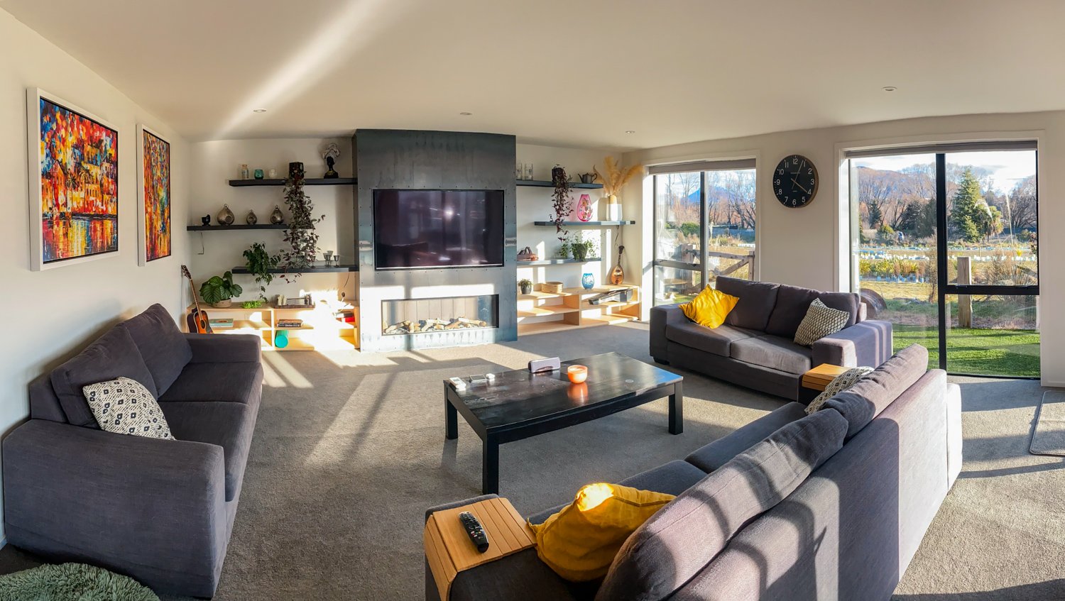 Open lounge with large windows