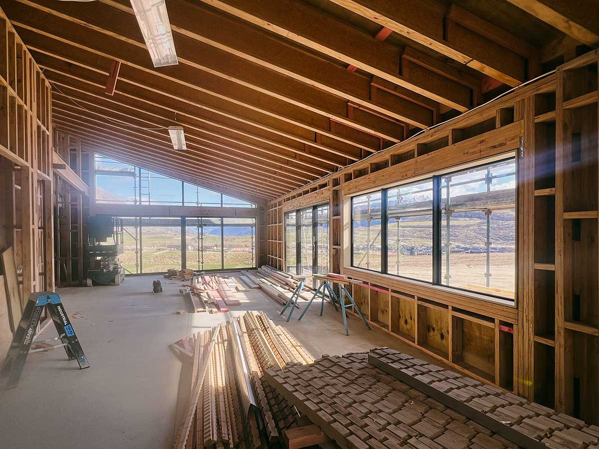 Interior of a room being built
