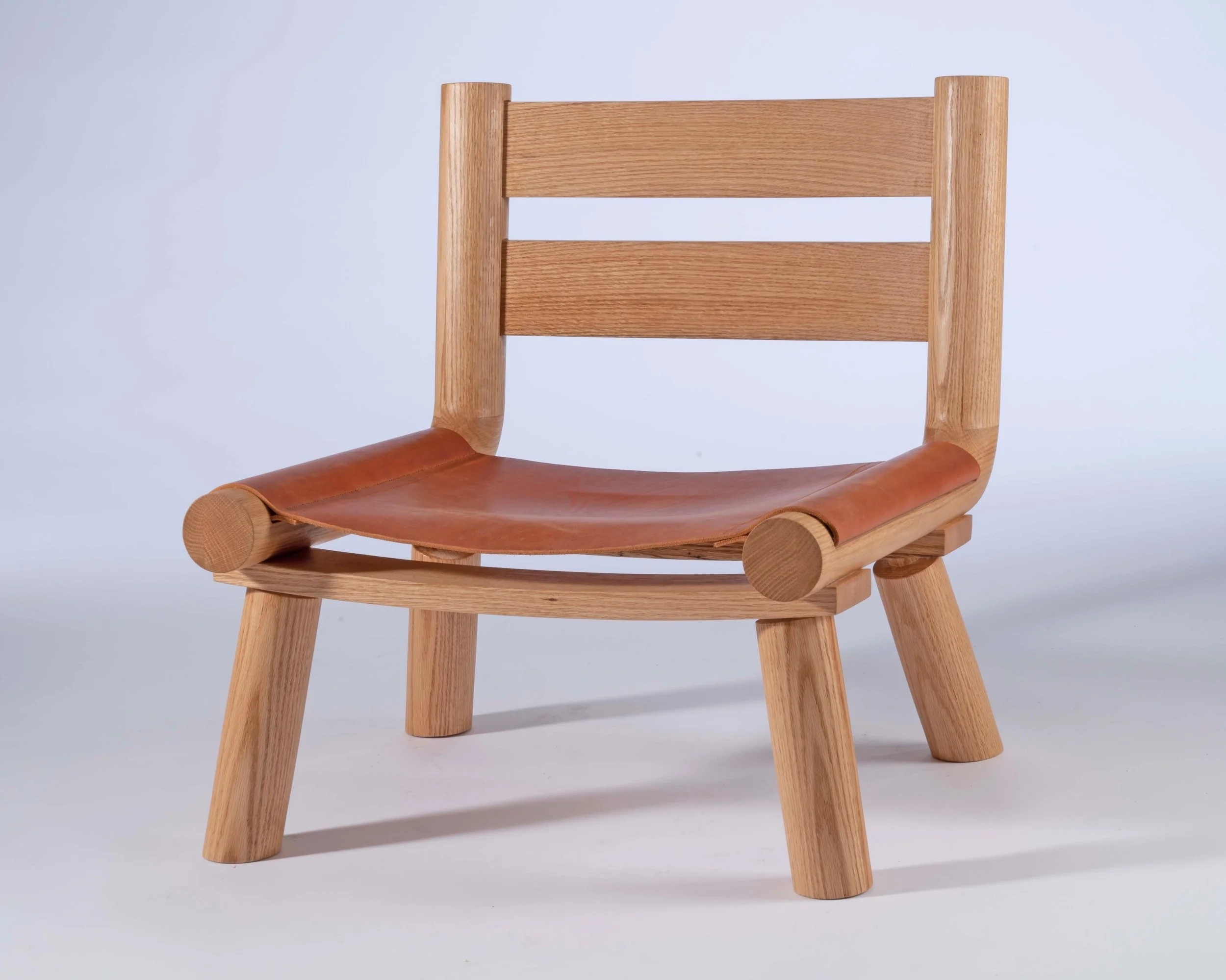 Red Oak and Vegetable tanned leather