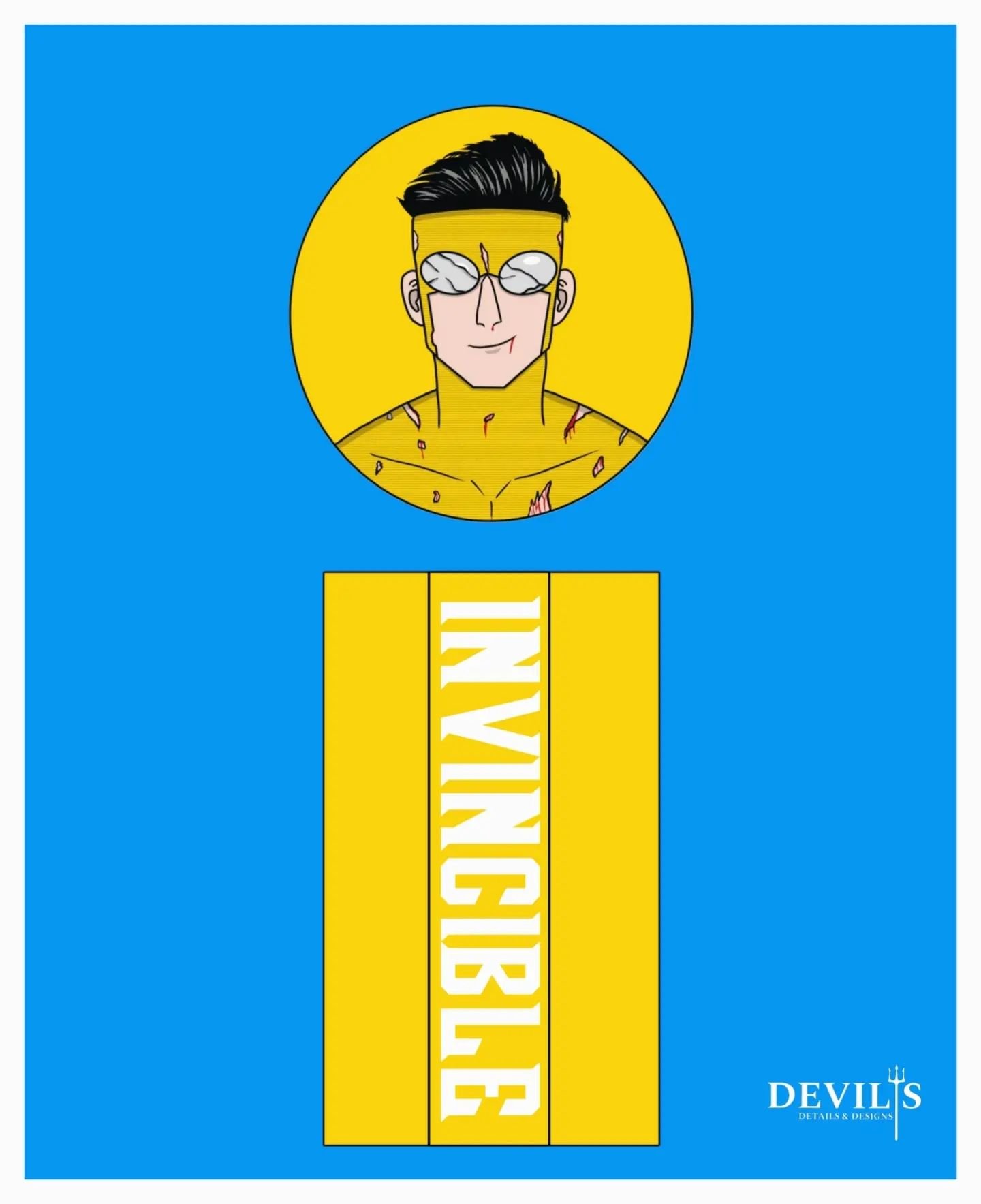 Invincible Season 3 Poster 
By Devil's Details and Designs 

I'm excited to see the new season! 

#invincible #poster #fanart #digitalart #superhero #design #procreate #blue #yellow #markgrayson #primevideo #artist #new #art #artwork #devilsdetailsan