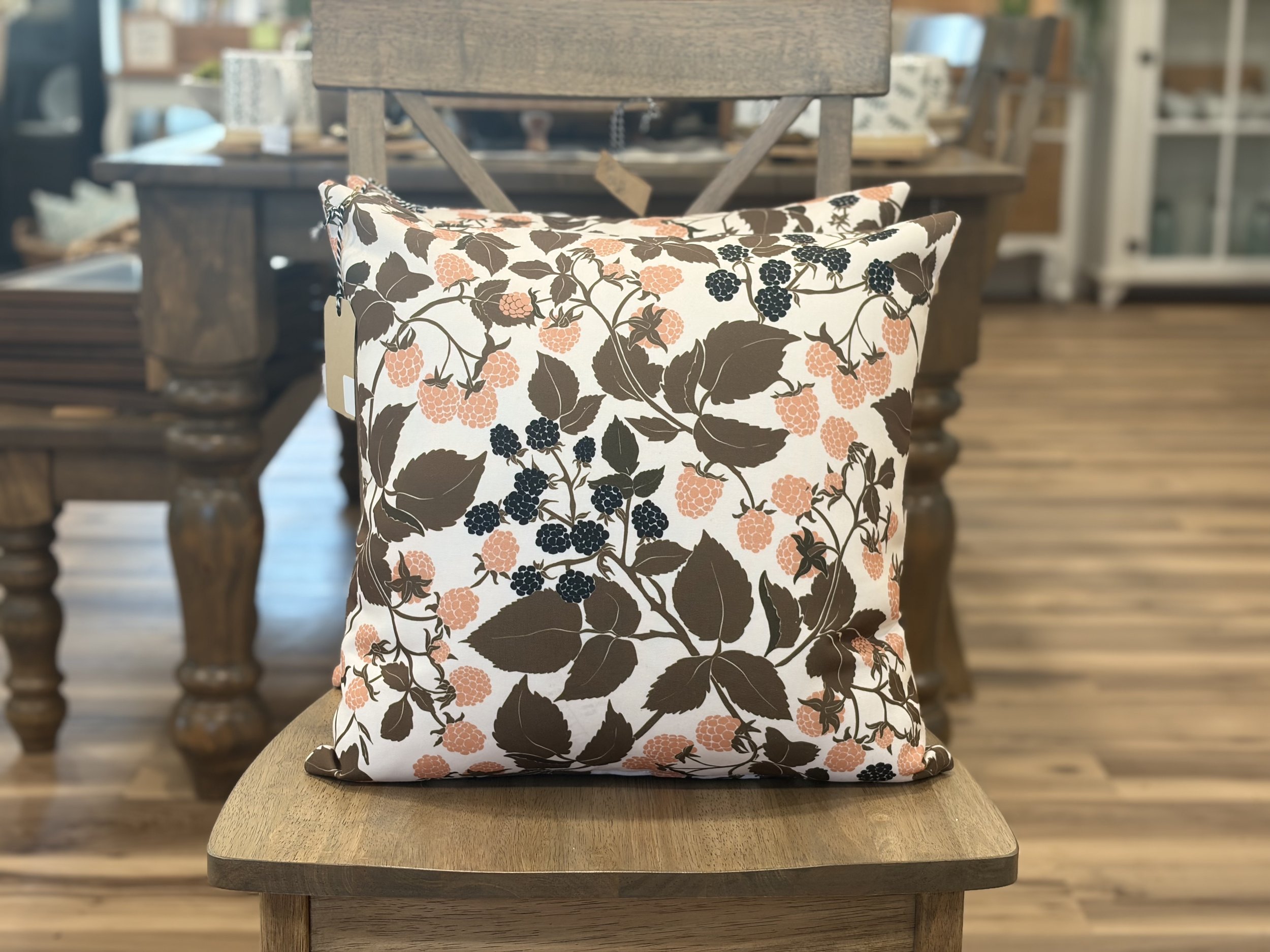 Summer Berries Printed Canvas Throw Pillow