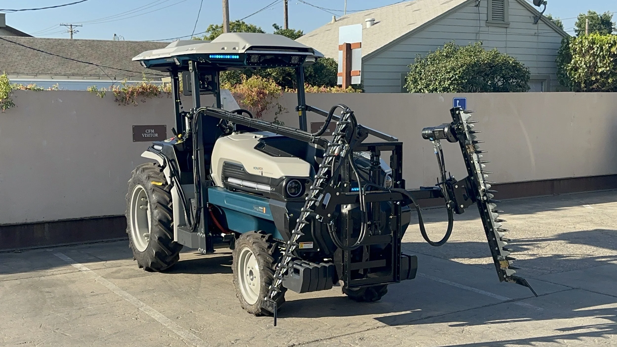 Acampo Machine Works Sickle Trimmers on Monarch Tractor