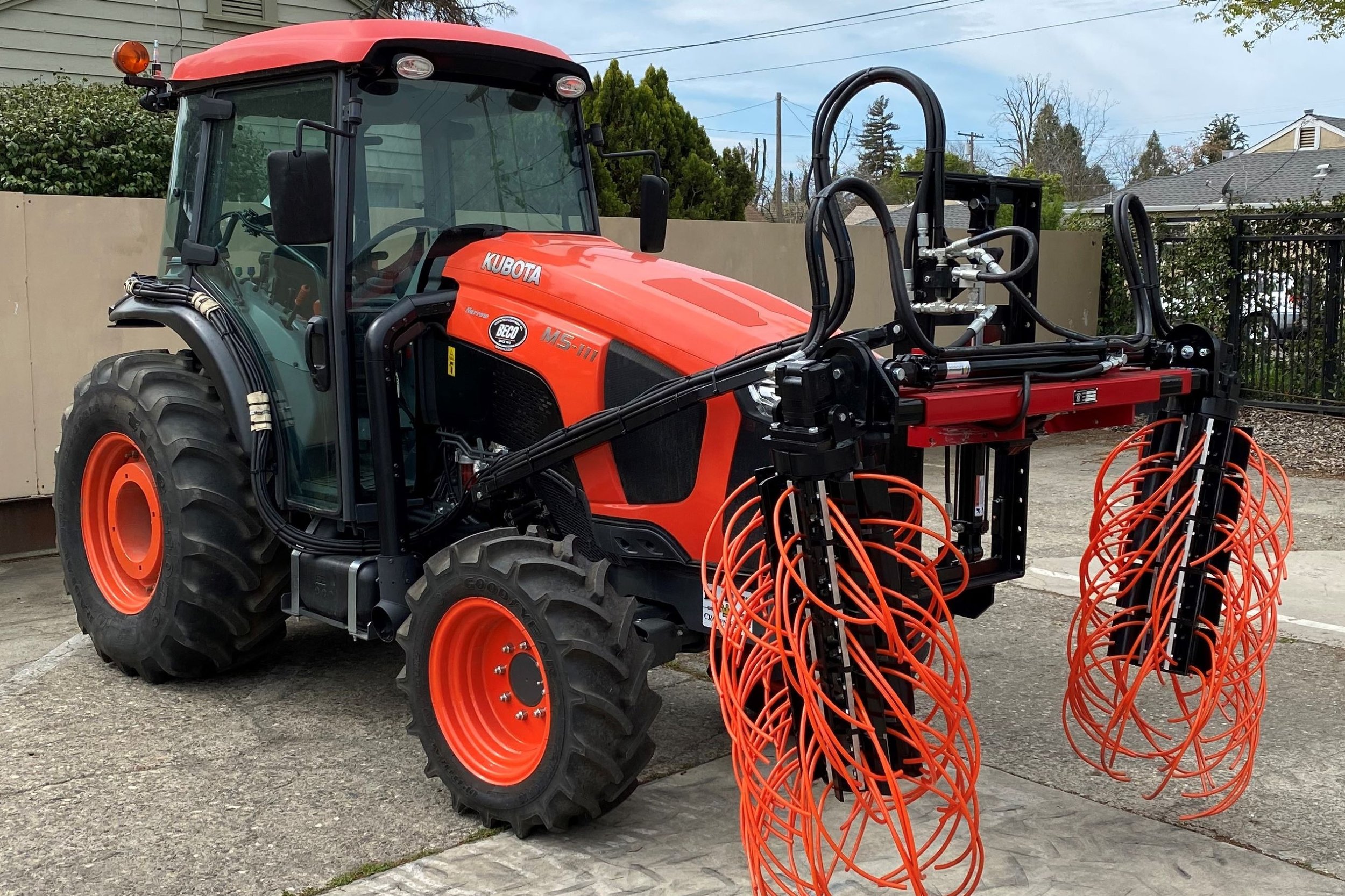 Acampo Machine Works Suckering Machine on Kubota Tractor