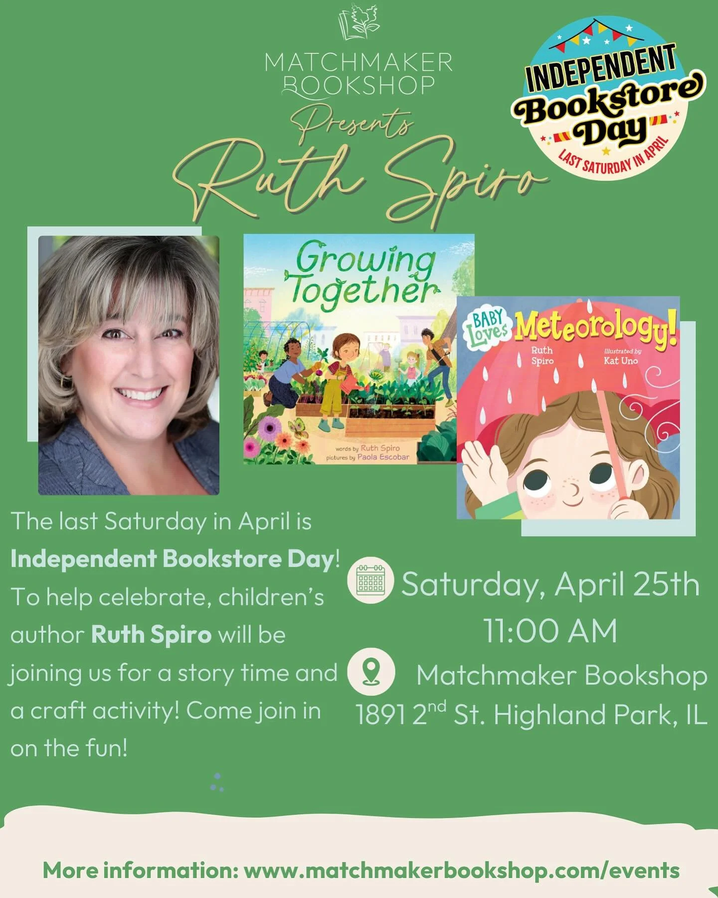 We&rsquo;re counting down the days to our first #IndependentBookstoreDay ! At 11am join us for story time and crafts with the wonderful @ruthspiro 🌷🌻 Check out our full schedule for IBD at the link in our bio!

#childrensauthor #kidsbooks #indieboo