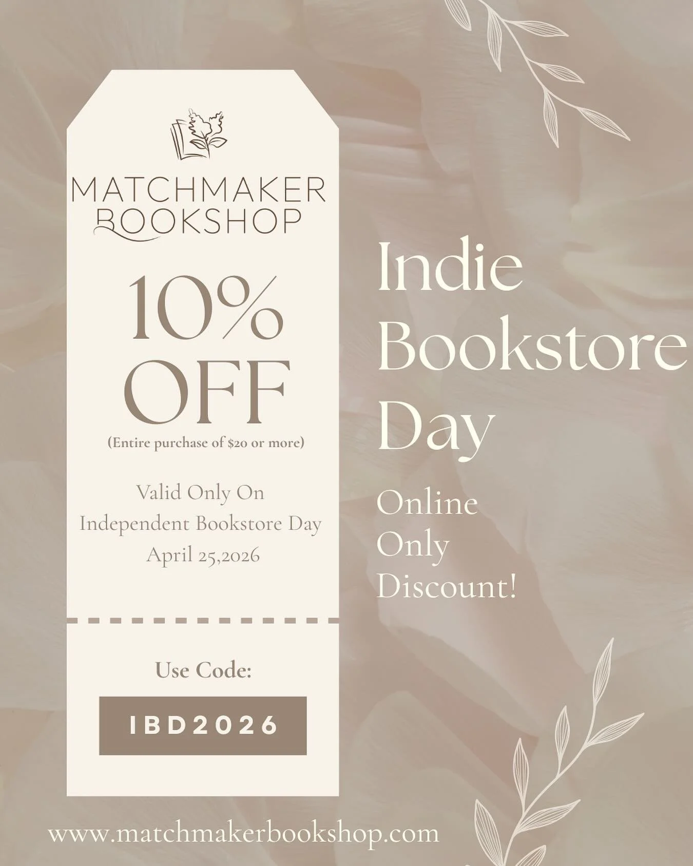 Can&rsquo;t make it into the shop tomorrow? We are running a one day only promo code on our webstore for 10% off your entire purchase! Celebrate #IndependentBookstoreDay and support Matchmaker from anywhere. ☺️📚✨

#indiebookstoreday #shopsmall #shop