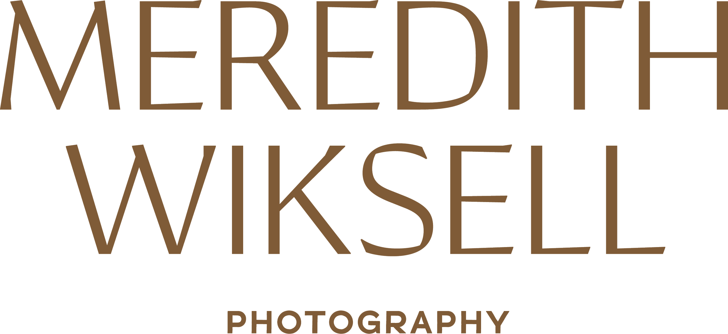 Logo with the text 'Meredith Wiksell Photography' in large brown letters on a white background.